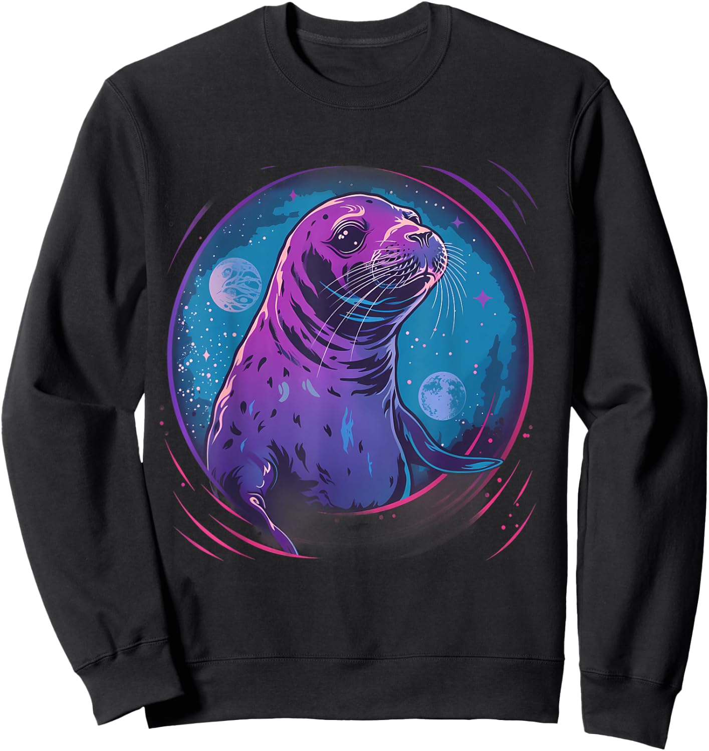 Seal Sea Ocean Animal Lover Artwork Motif Marine Mammal Sweatshirt - Sweatshirt | Black