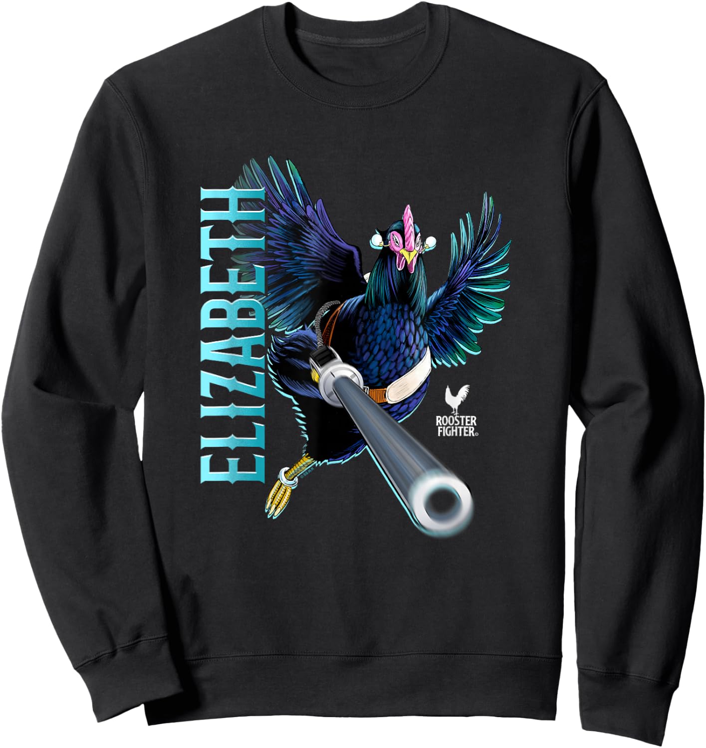 Rooster Fighter Elizabeth Battle Ready Attack Sweatshirt - Sweatshirt | Black