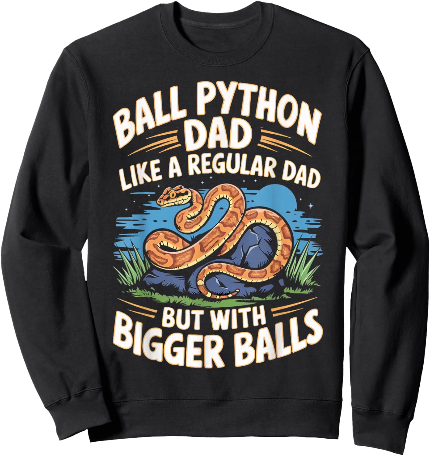Ball Python Dad Bigger Balls Snake Pet Funny Ball Python Sweatshirt - Sweatshirt | Black
