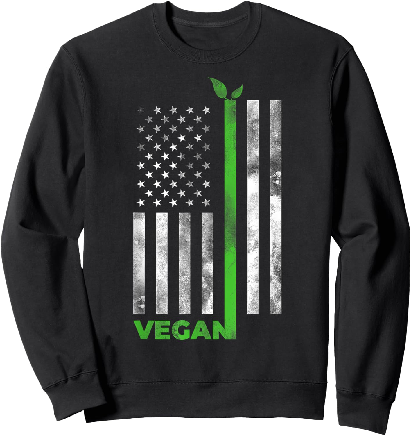 Vegan USA American Flag | Vegetarian Farming Shirt Men Sweatshirt - Sweatshirt | Black