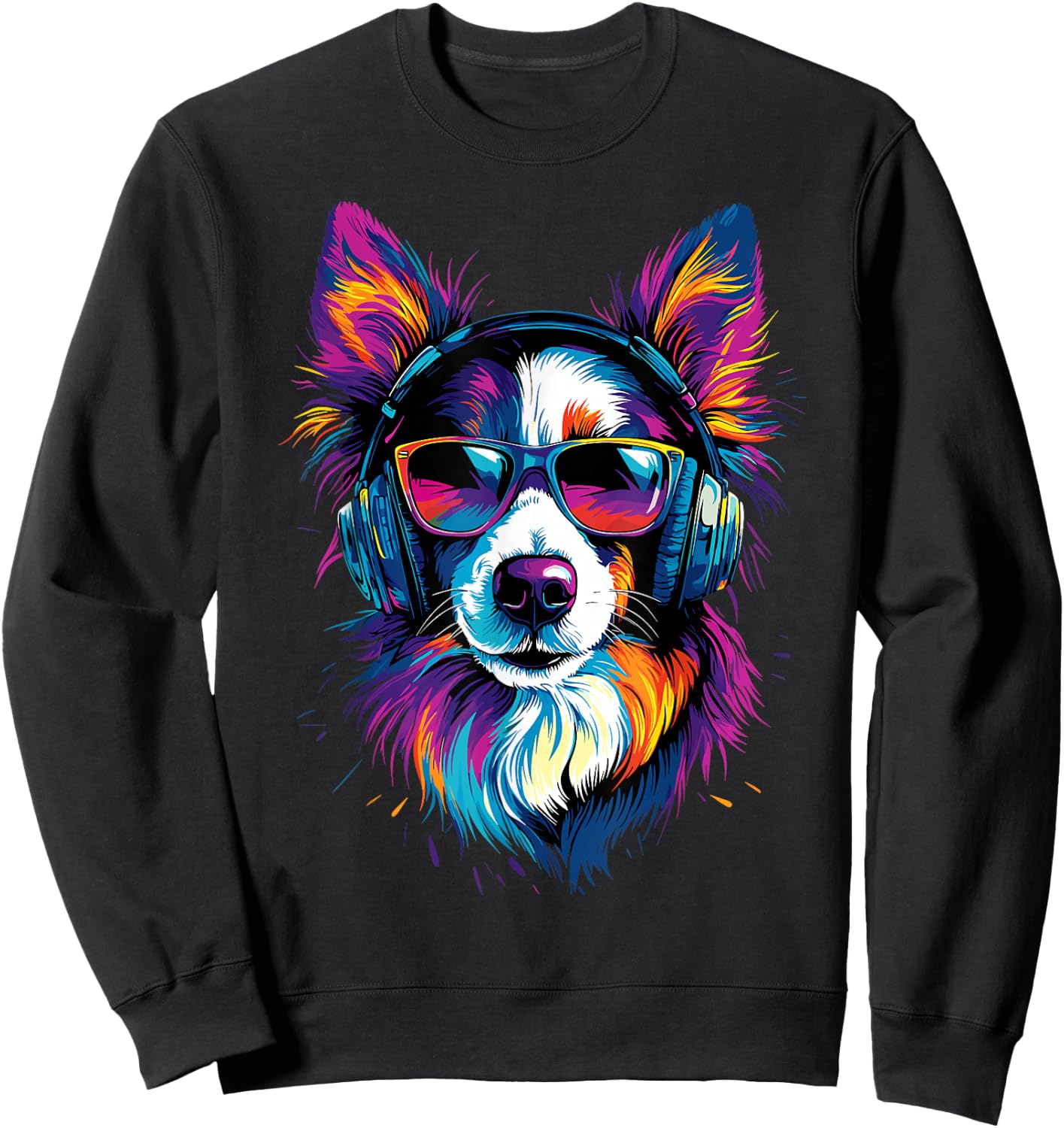 Border Collie mit Sonnenbrille Welpe Süße Border Collies Sweatshirt - Sweatshirt | Black