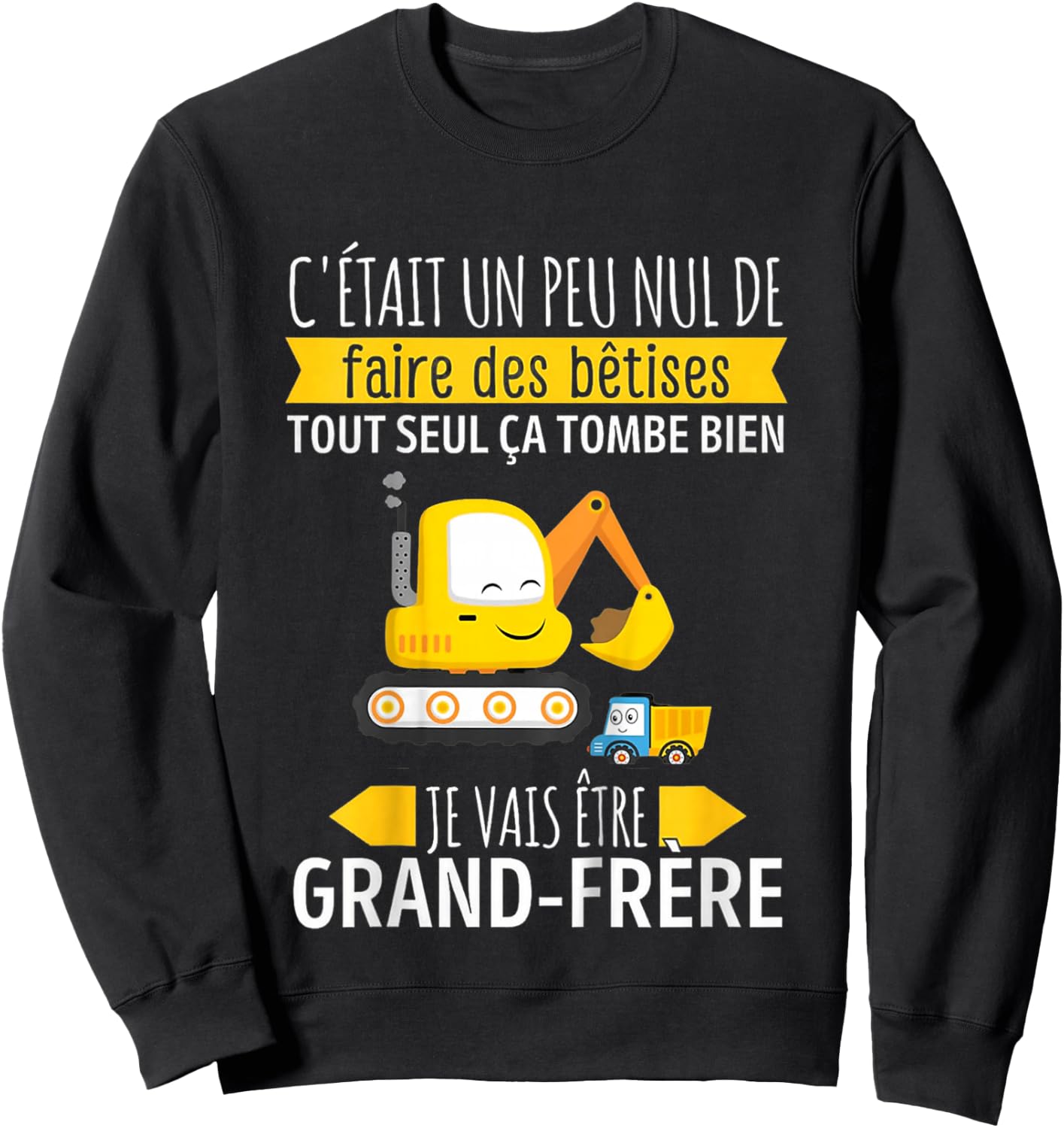 Child Future Big Brother 2024 Construction Excavator , Black, 2 Sweatshirt - Sweatshirt | Black