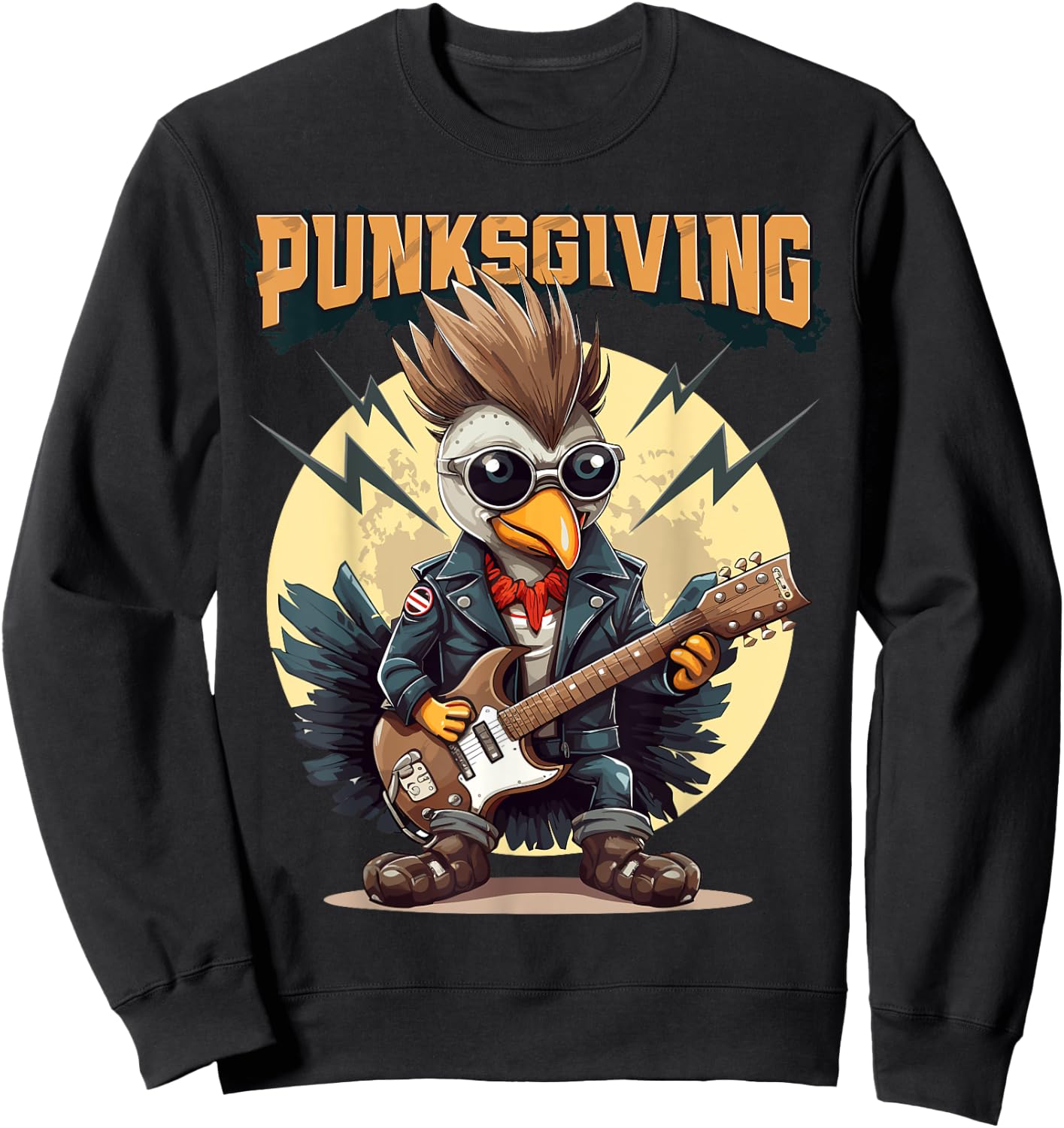Punksgiving - Funny Thanksgiving Turkey Punk Rock Men Women Sweatshirt - Sweatshirt | Black