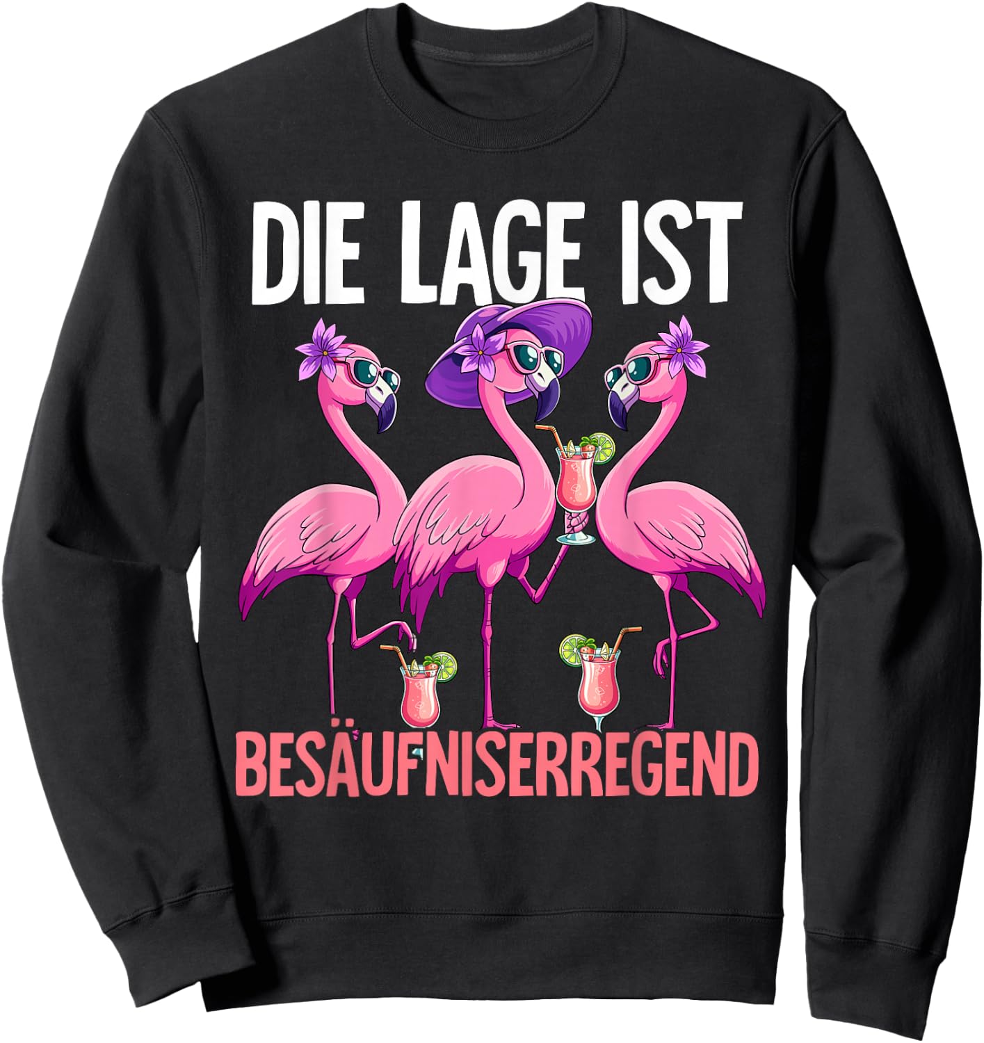 with German Text "Die Lage Ist Besäufniserregend, black Sweatshirt - Sweatshirt | Black
