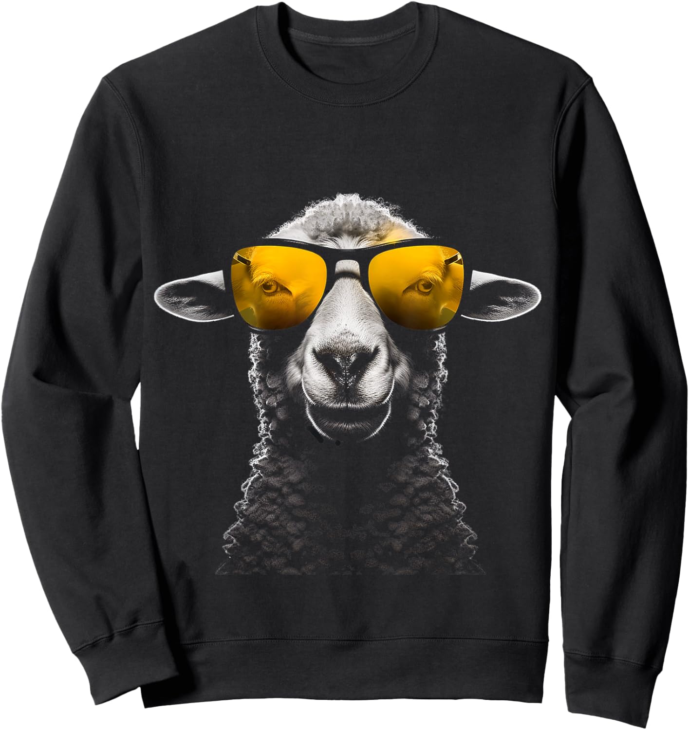 Schaf Sonnenbrille Kunst Tier Illustration Grafik Schaf Sweatshirt - Sweatshirt | Black
