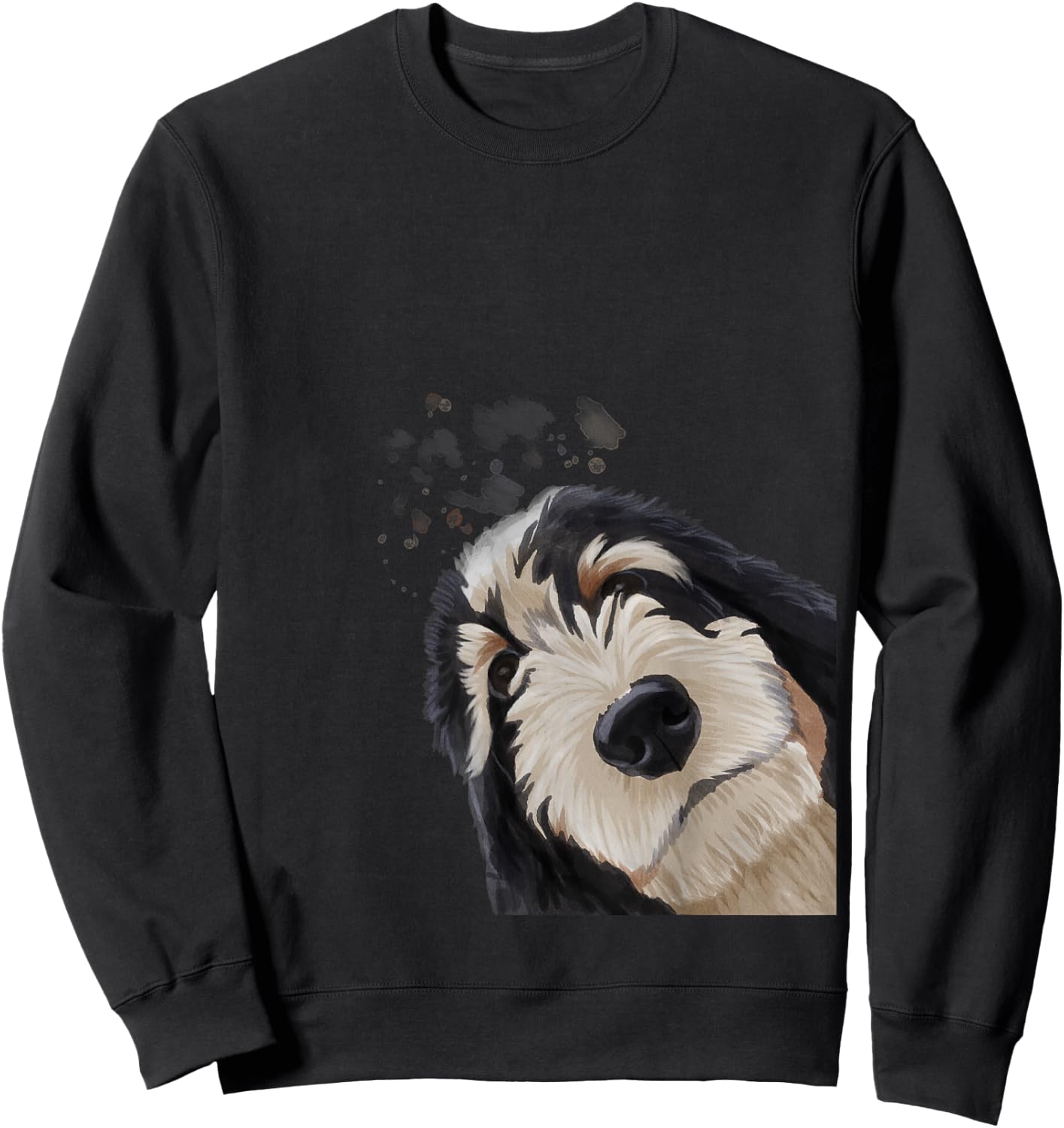 Funny Curious Dog Bernedoodle Sweatshirt - Sweatshirt | Black