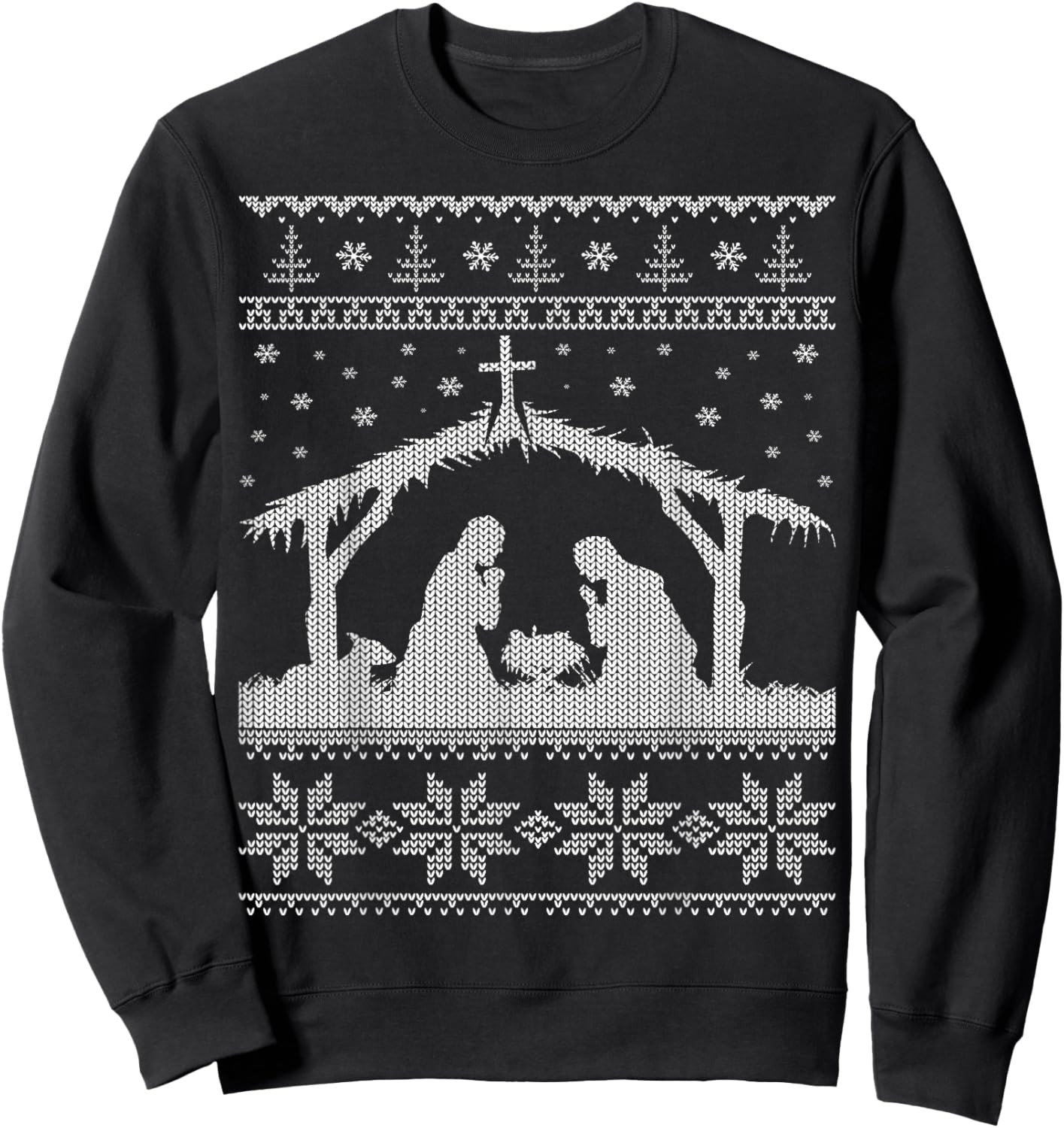 Nativity Scene Ugly Christmas Sweater Design Shirt Sweatshirt - Sweatshirt | Black