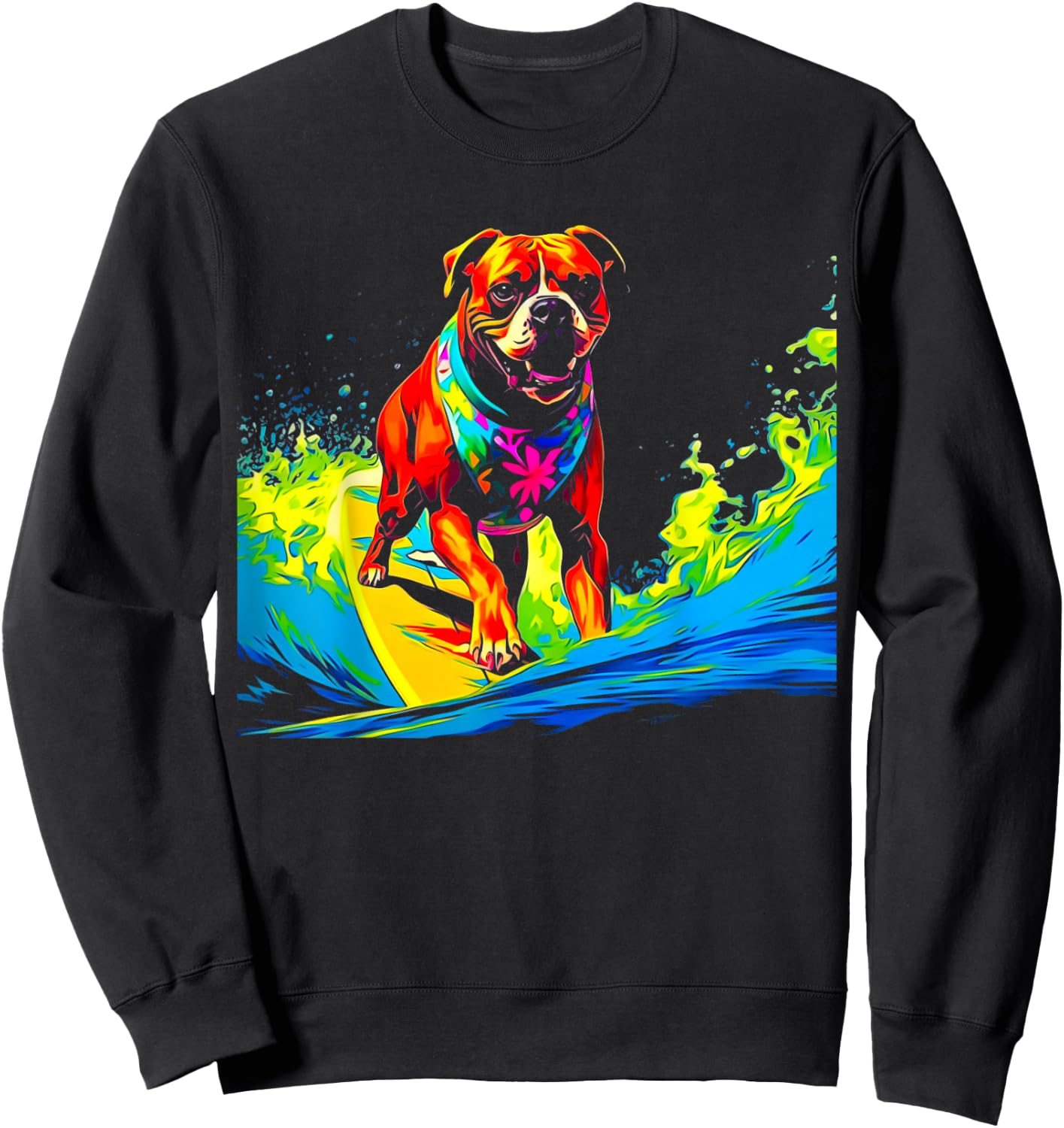 Boxer Dog Pop Art Surf Sweatshirt - Sweatshirt | Black