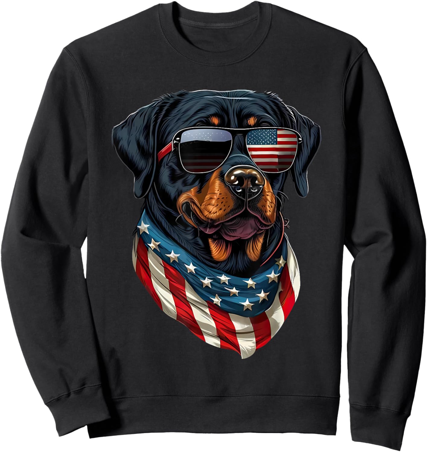 Rottweiler 4th of July American Flag Glasses Stay Cool Men Sweatshirt - Sweatshirt | Black