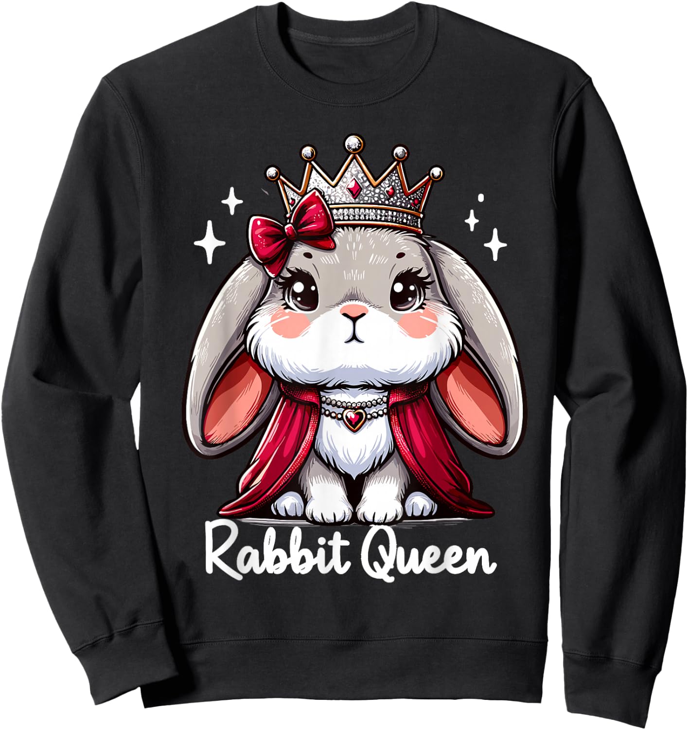 Rabbit Queen | Girls Bunny Lover Design | Rabbit Sweatshirt - Sweatshirt | Black