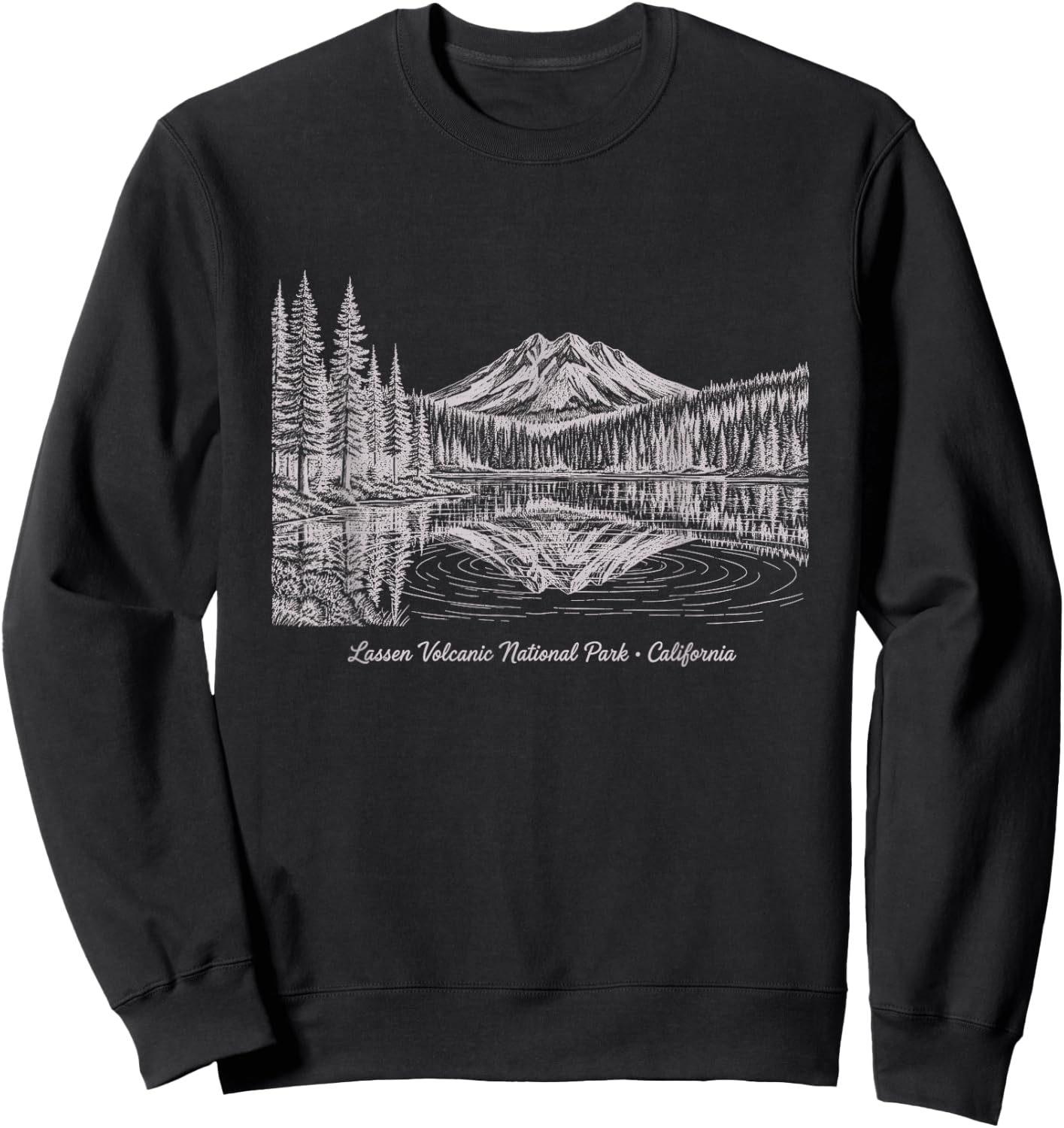 Vintage Lassen Volcanic National Park California Design Sweatshirt - Sweatshirt | Black