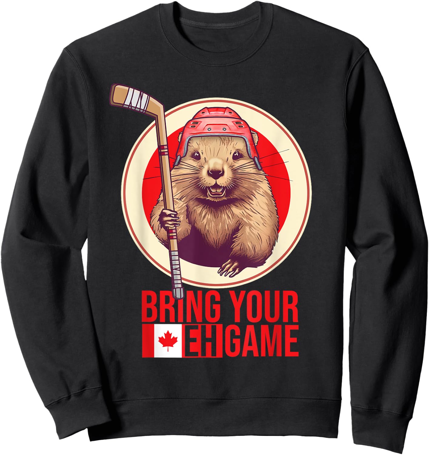 Canadian Hockey Beaver. Canada day, bring your eh! game Sweatshirt - Sweatshirt | Black