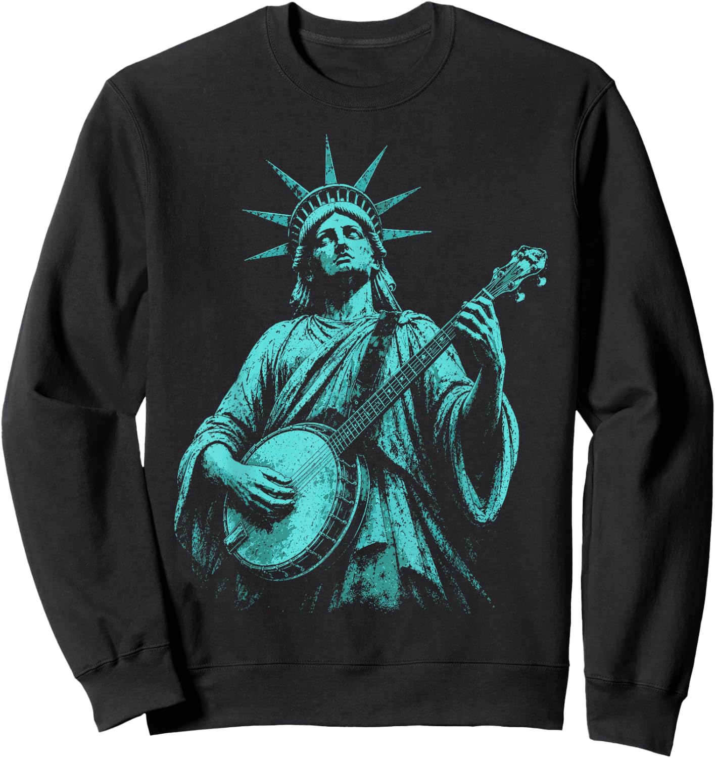 4th of July Statue of Liberty Banjo 1776 2026 Sweatshirt - Sweatshirt | Black
