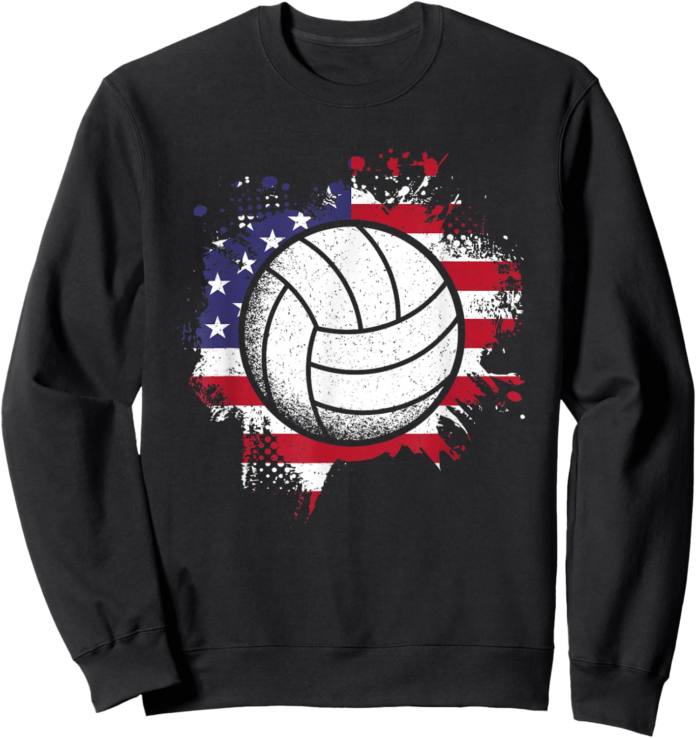 Volleyball American Flag Volleyball Lover Men Women Kids Sweatshirt - Sweatshirt | Black
