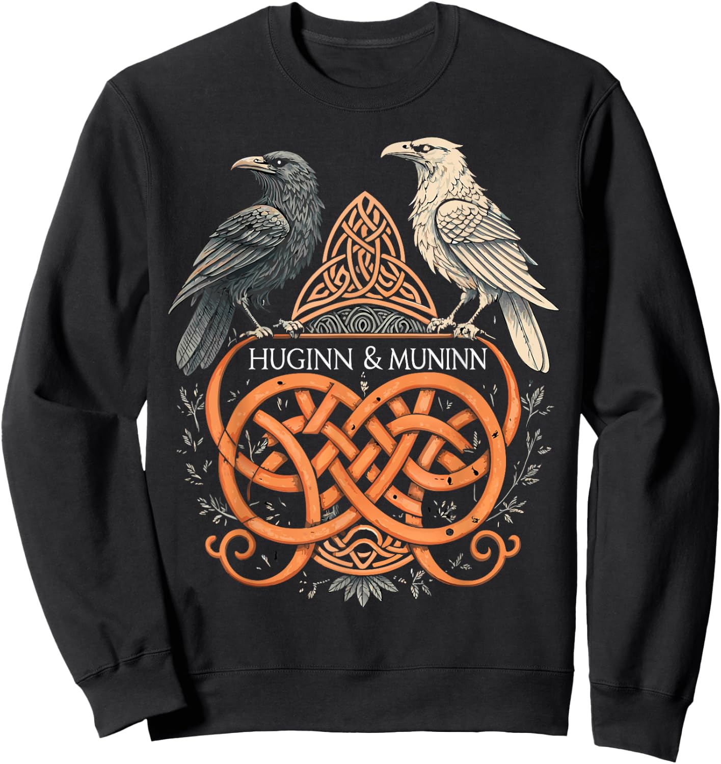 Celtic Knotwork Ravens – Huginn & Muninn Viking Sweatshirt - Sweatshirt | Black