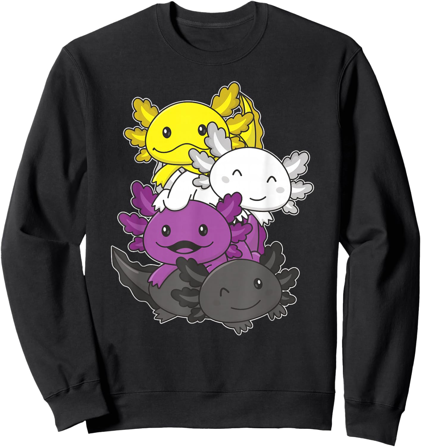 Nonbinary Flag Pride Month LGBTQ Nonbinary Axolotl Sweatshirt - Sweatshirt | Black