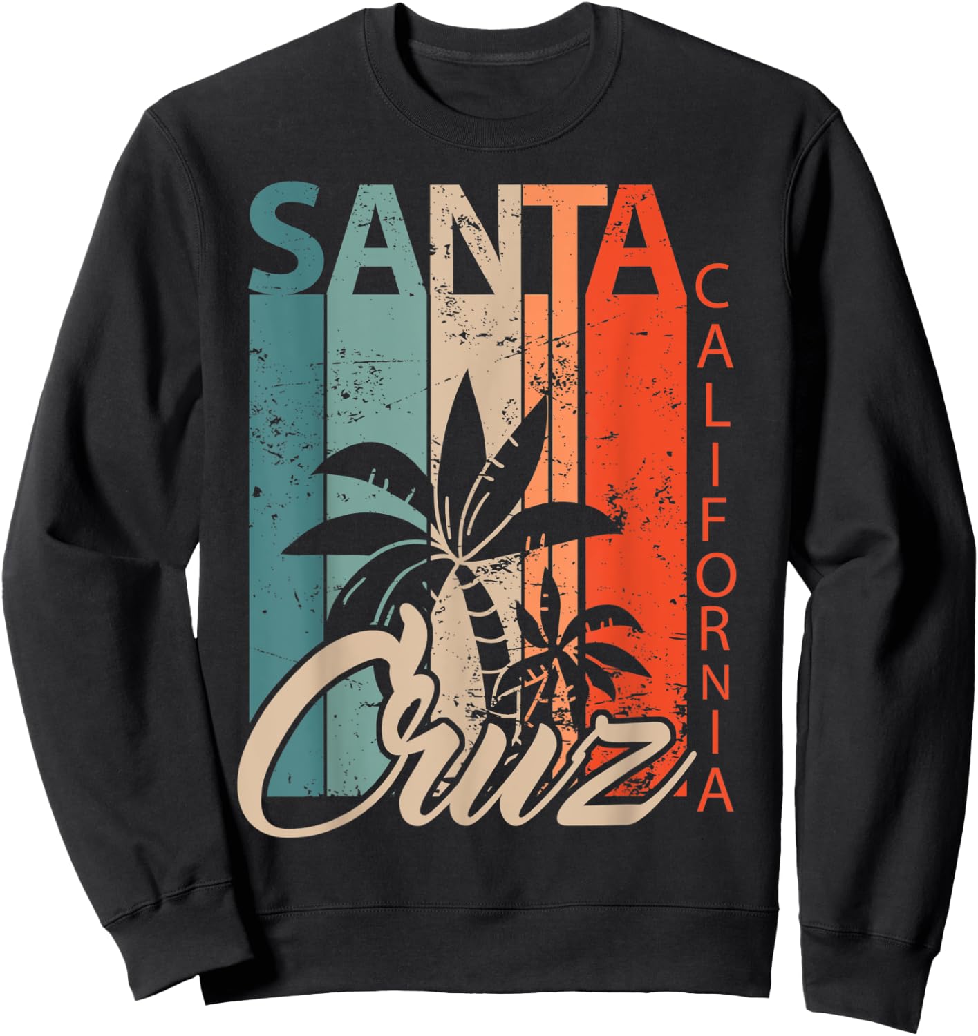 Santa Cruz California surfer skater vintage retro 70s Sweatshirt - Sweatshirt | Black