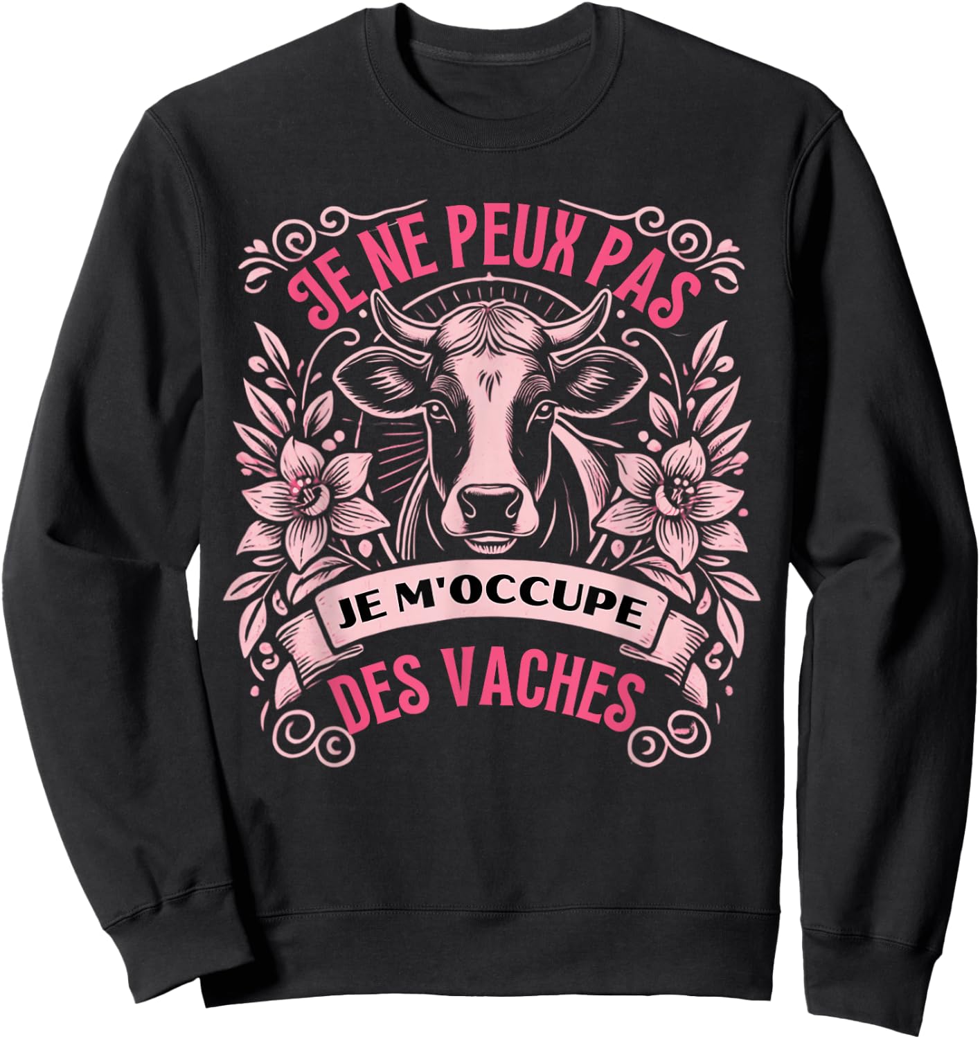 Humor Cow Women Farmer Farmer Cows , Black, S Sweatshirt - Sweatshirt | Black