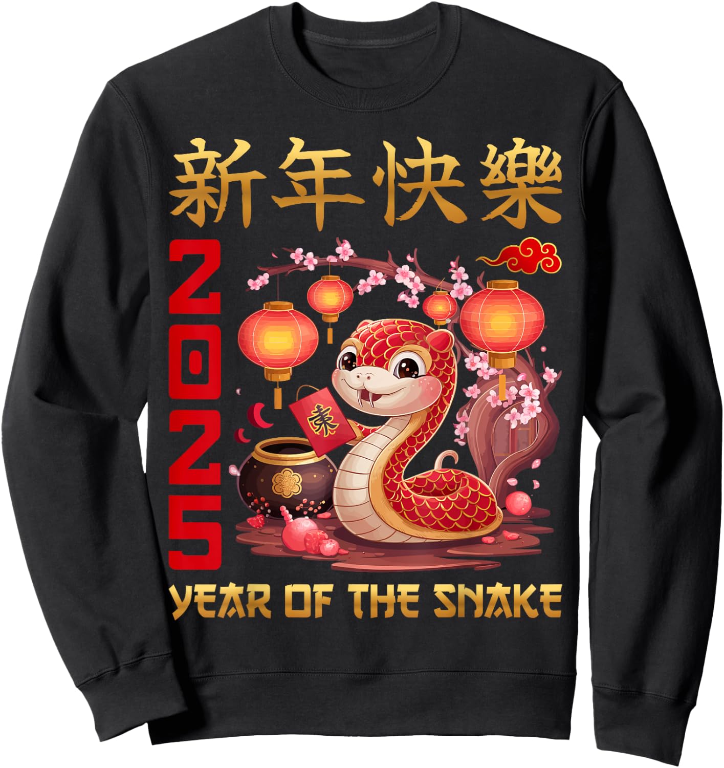 Adults & Kids - Black - Short Sleeve - Cartoon Pattern - Chinese Culture Enthusiasts, All Ages Sweatshirt - Sweatshirt | Black
