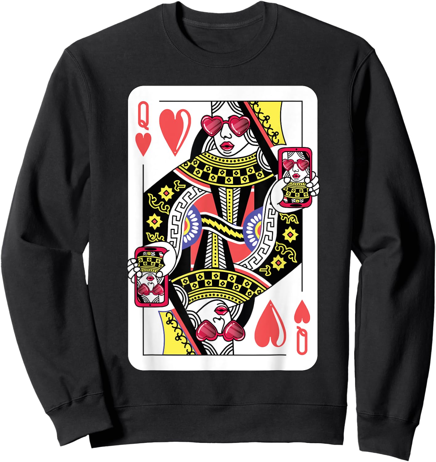 Queen Of Hearts Funny Playing Card Shirt. Poker Costume Gift Sweatshirt - Sweatshirt | Black