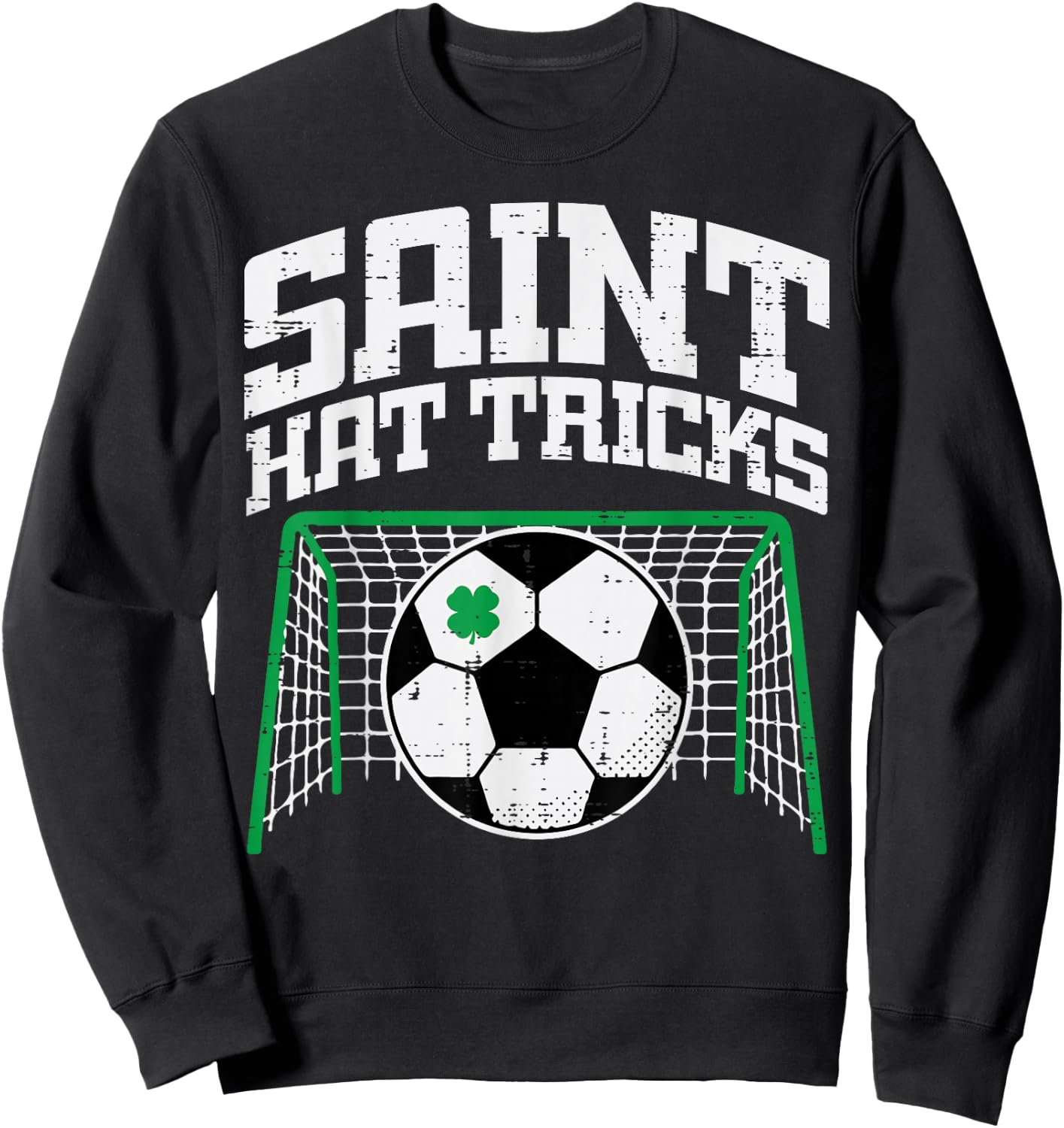 St Patricks Day Soccer Saint Hat Tricks Pattys Men Boys Kids Sweatshirt - Sweatshirt | Black