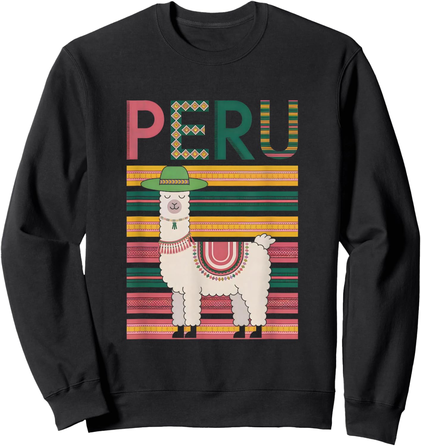 Lovely Peruvian Llama from Peru - Fun Design from Peru Sweatshirt - Sweatshirt | Black
