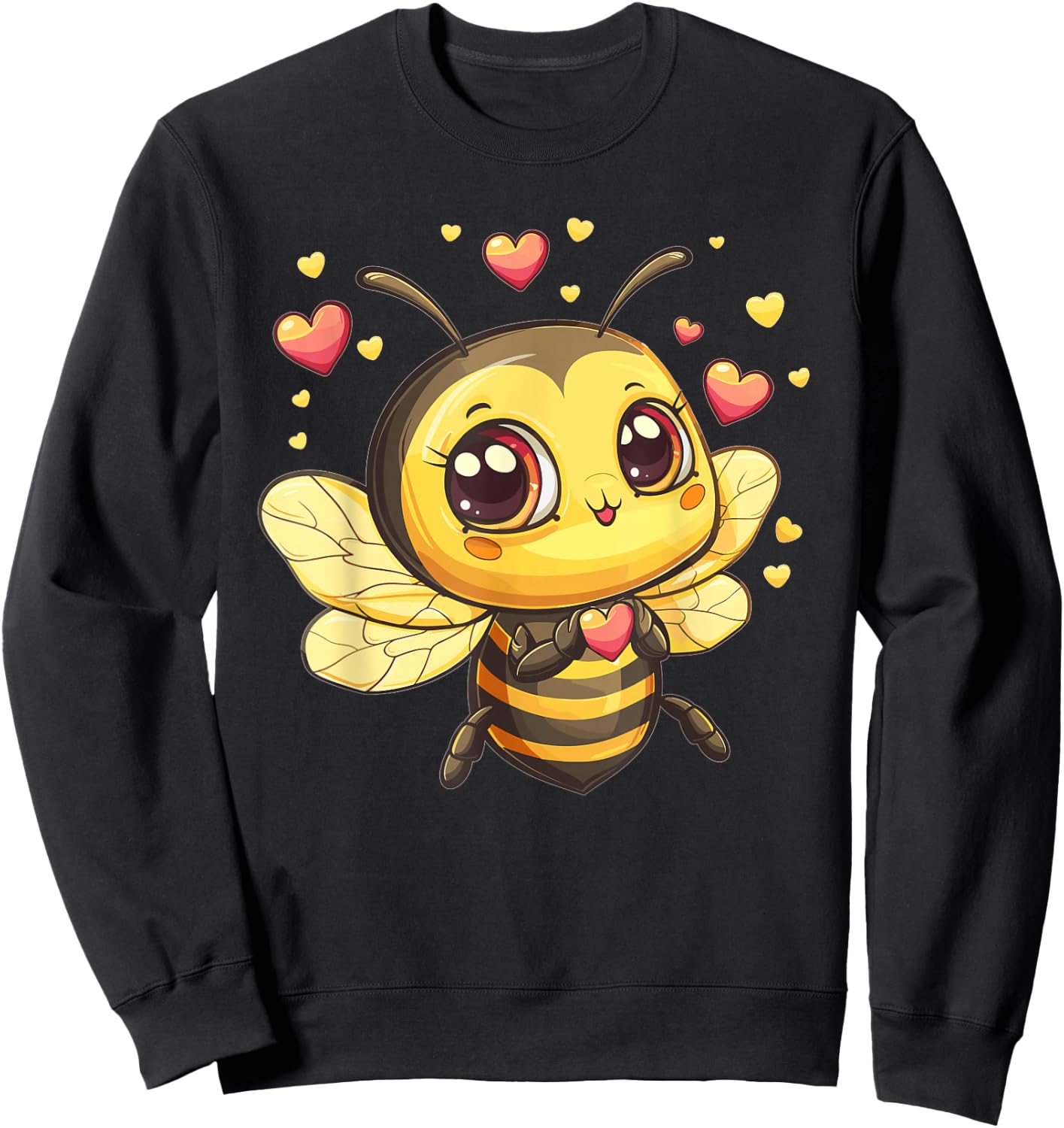 Cute Bee With Hearts I Kids Bee Sweatshirt - Sweatshirt | Black
