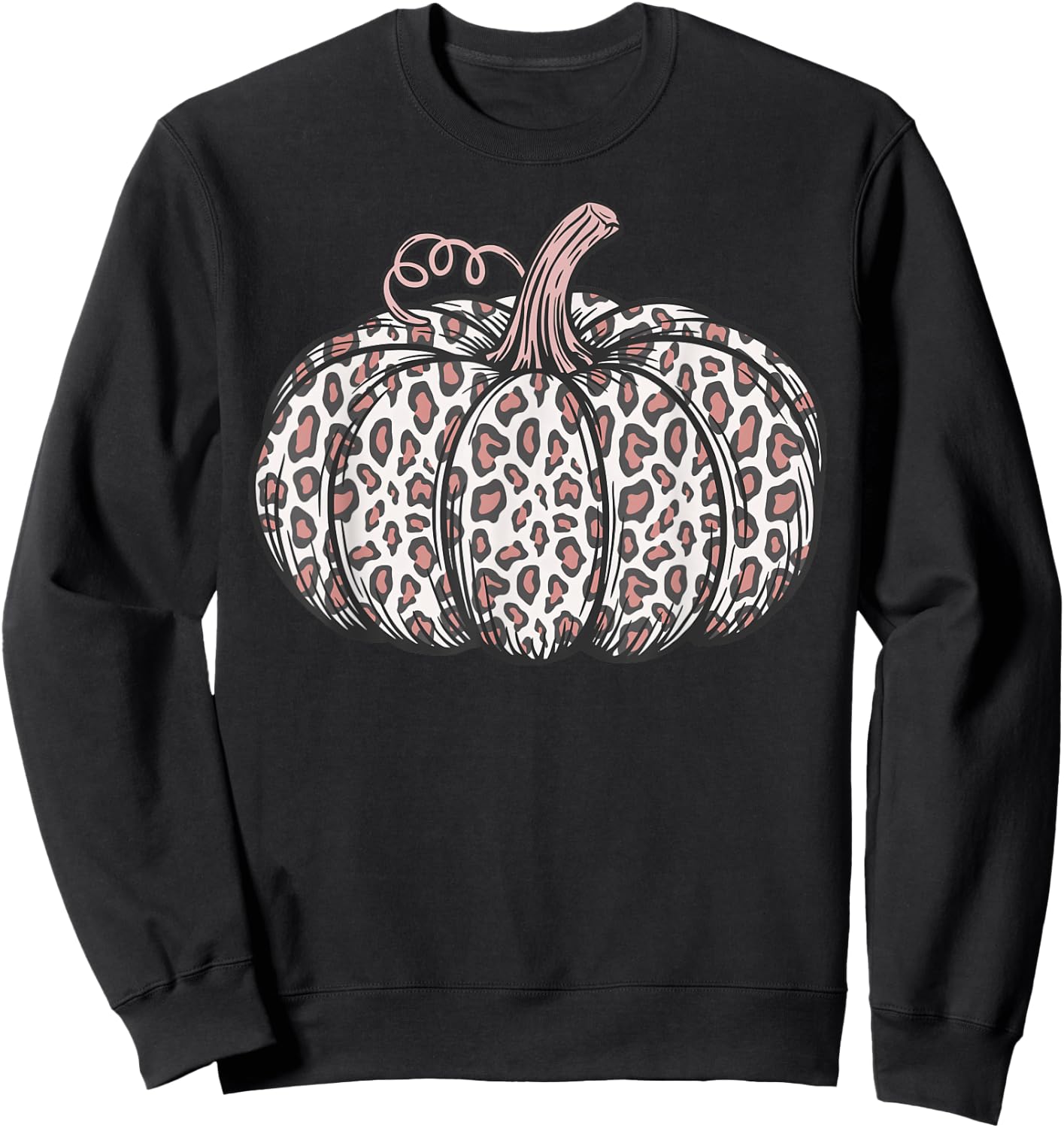 Leopard Print Pumpkin Fall Trendy Autumn Women's Graphic Sweatshirt - Sweatshirt | Black