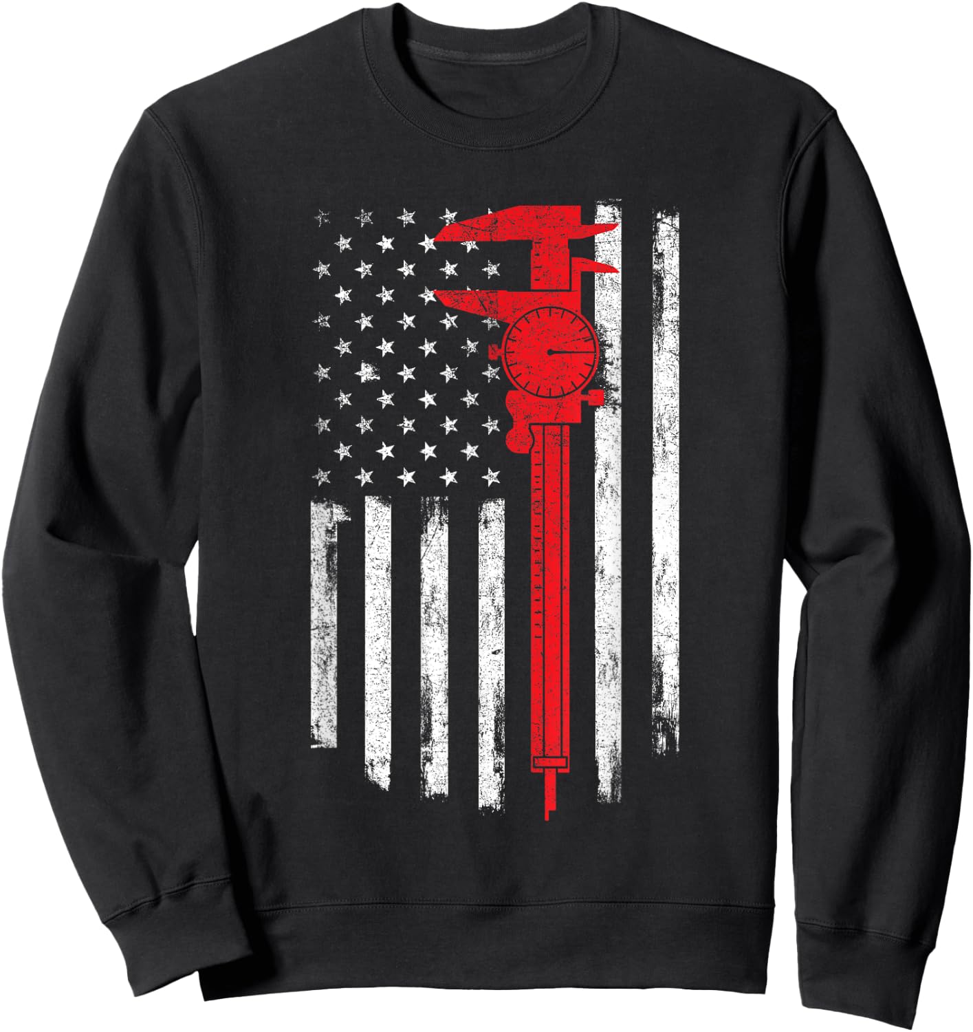 Mechanic Tools - American Flag Machinist Machine Operator Sweatshirt - Sweatshirt | Black