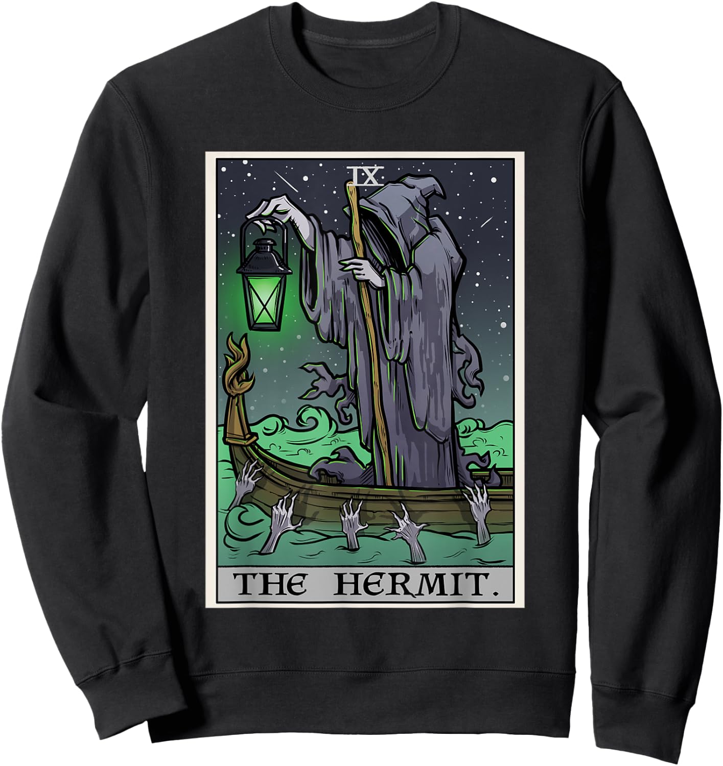 The Hermit Tarot Card Gothic Halloween Grim Reaper Horror Small Sweatshirt - Sweatshirt | Black