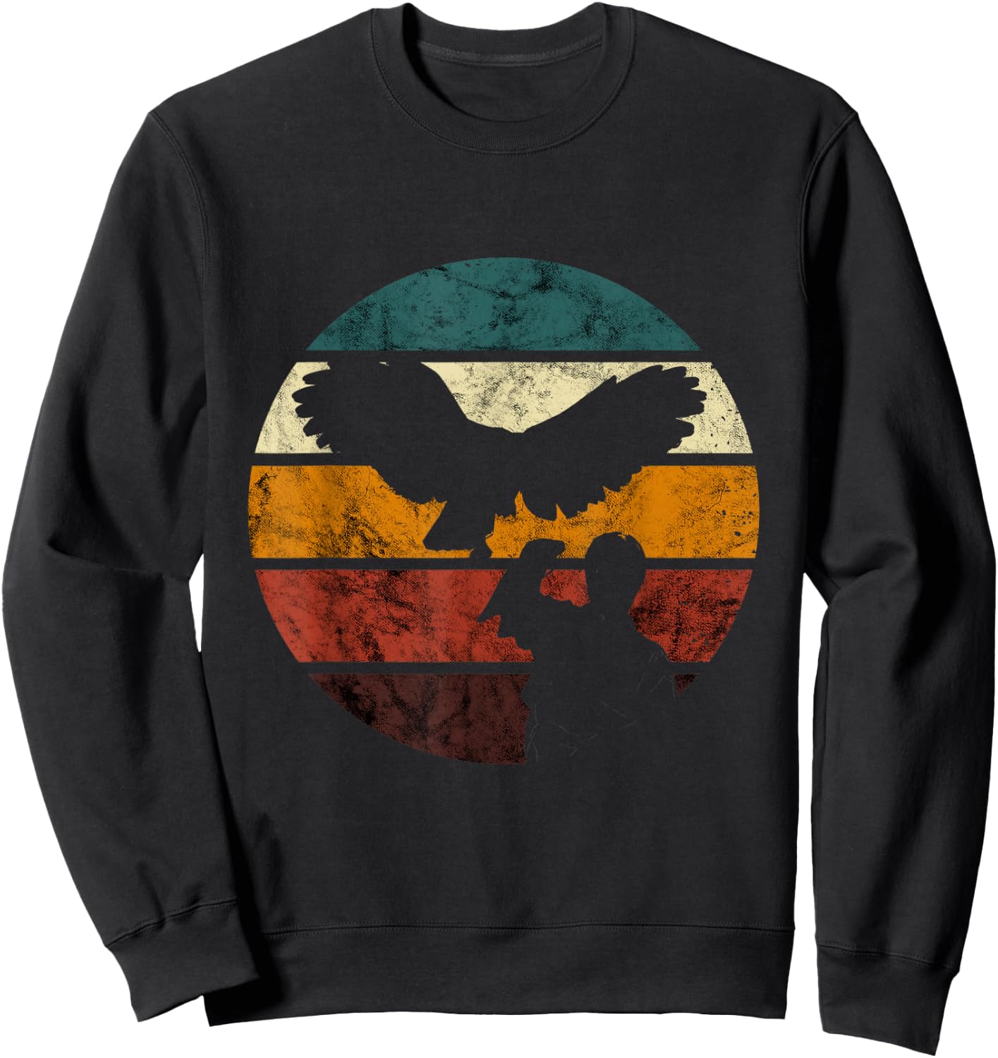Falconry Red Tailed Hawk Vintage Retro Ornithology Falcon Sweatshirt - Sweatshirt | Black