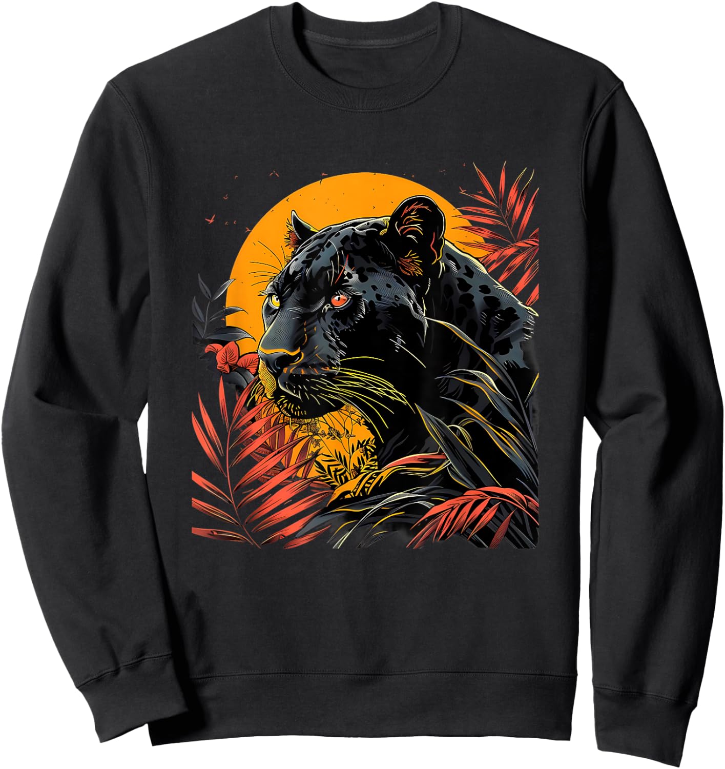 Panther Moon Artwork Wildlife Panther Lover Animal Art Sweatshirt - Sweatshirt | Black