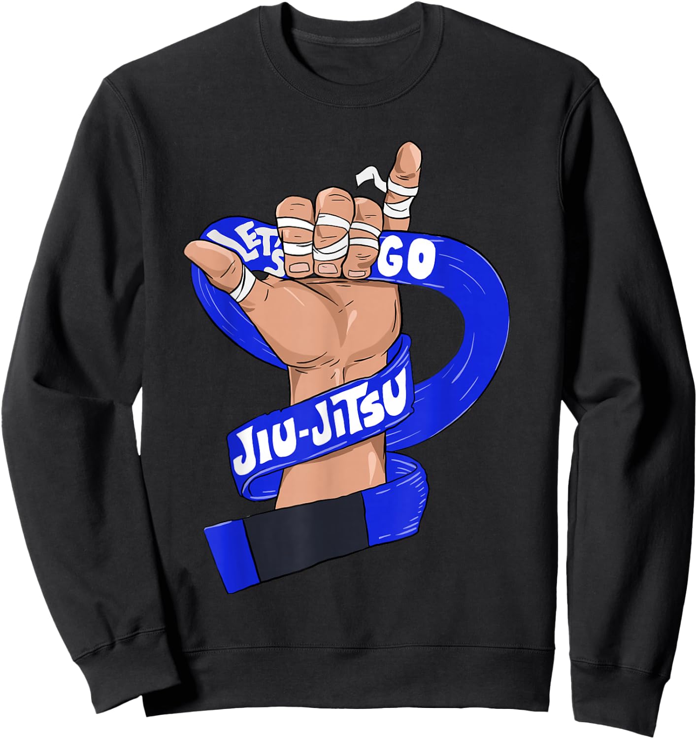 Let's Go BJJ, Jiu Jitsu, Shaka Sign, Blue Belt Sweatshirt - Sweatshirt | Black