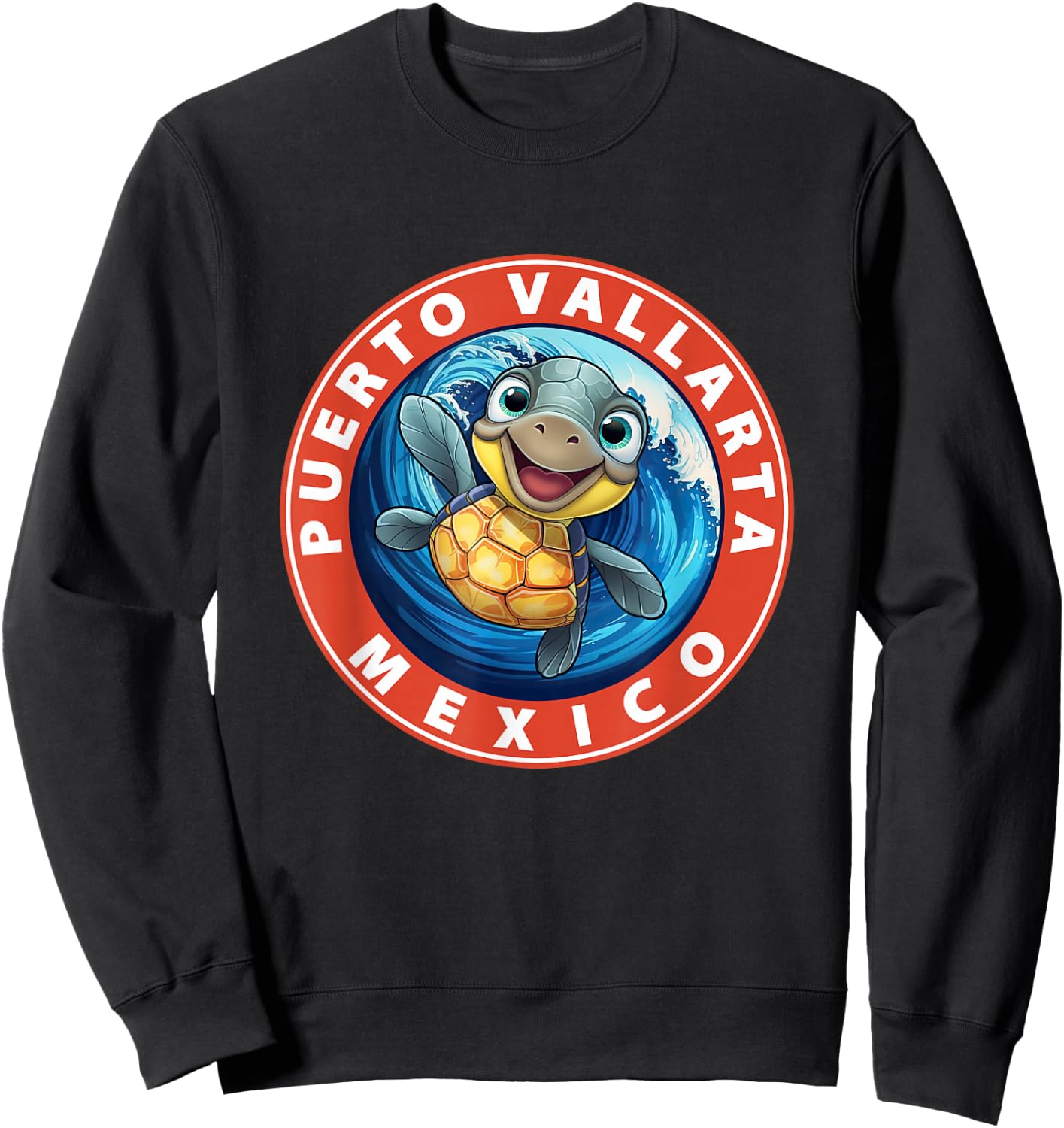 Puerto Vallarta Mexico Smiling Baby Sea Turtle Souvenir Sweatshirt - Sweatshirt | Black