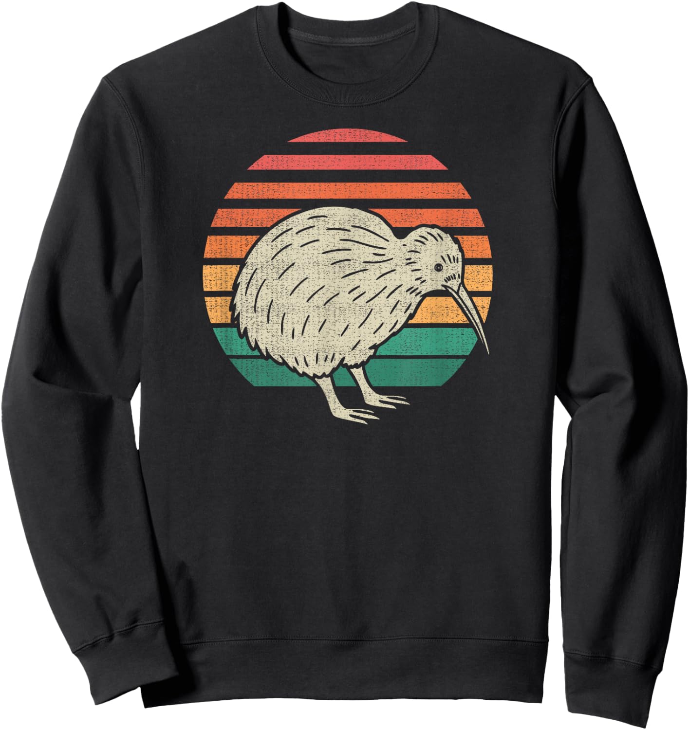 Kiwi Bird Lover Animal Retro 70s Sweatshirt - Sweatshirt | Black