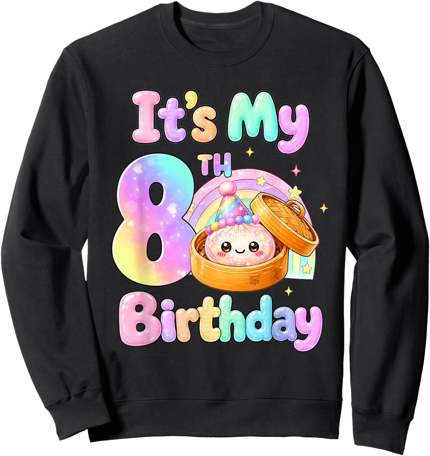 It's My 8th Birthday Kawaii Dumpling Anime Birthday Party Sweatshirt - Sweatshirt | Black