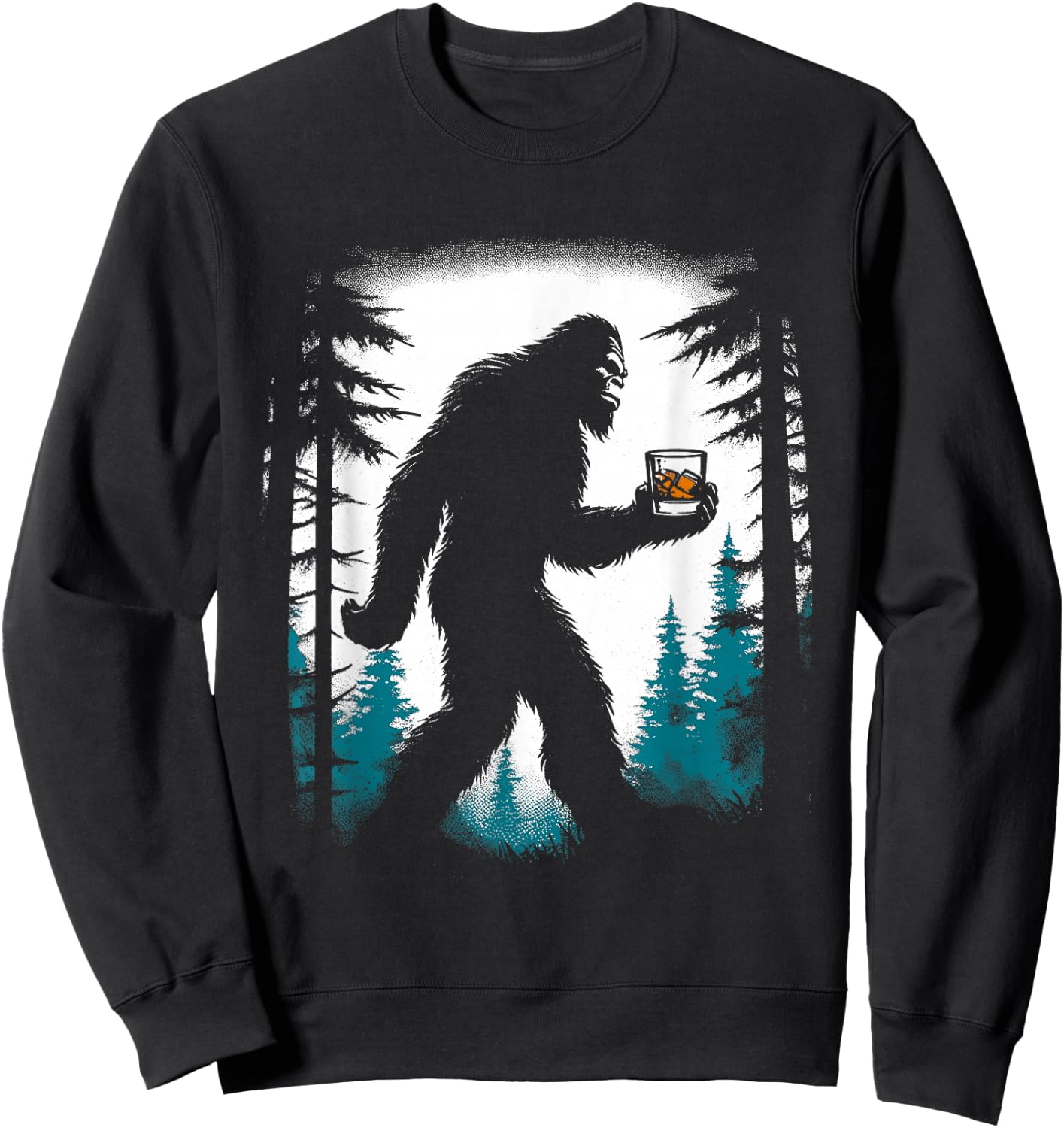 Bigfoot Drinking Whiskey - Funny Bigfoot Sasquatch Lover Sweatshirt - Sweatshirt | Black