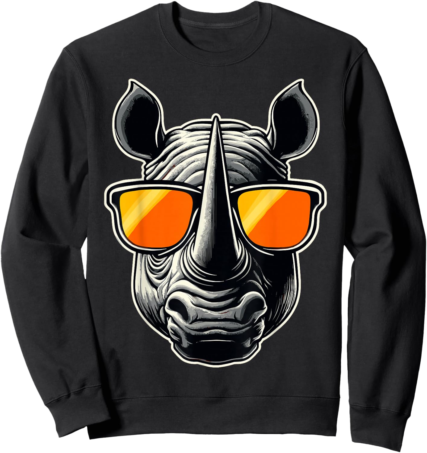 Magical and Funny Rhino lover Gifts Adult Classic Fit Black Animal Print Sweatshirt - Sweatshirt | Black