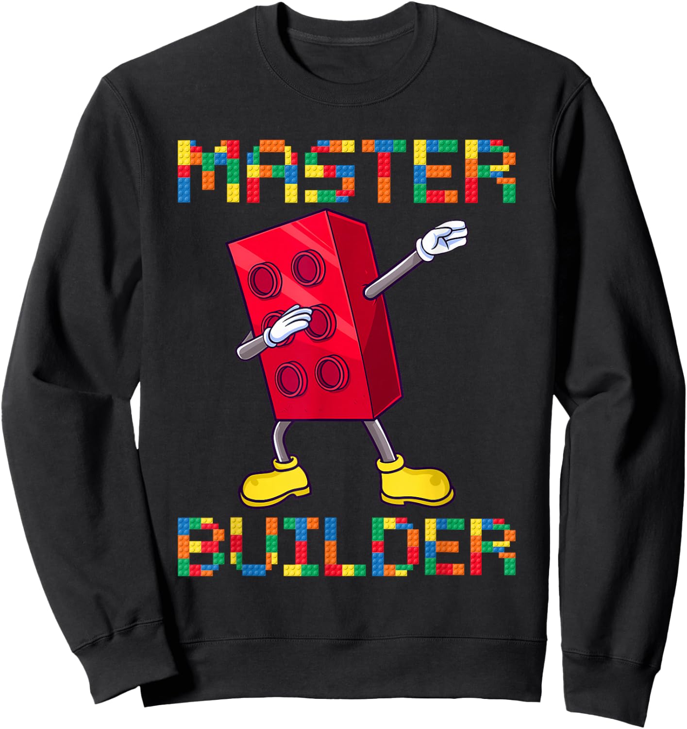 Dabbing Blocks Bricks Building Kids Boys Fun Master Builder Sweatshirt - Sweatshirt | Black