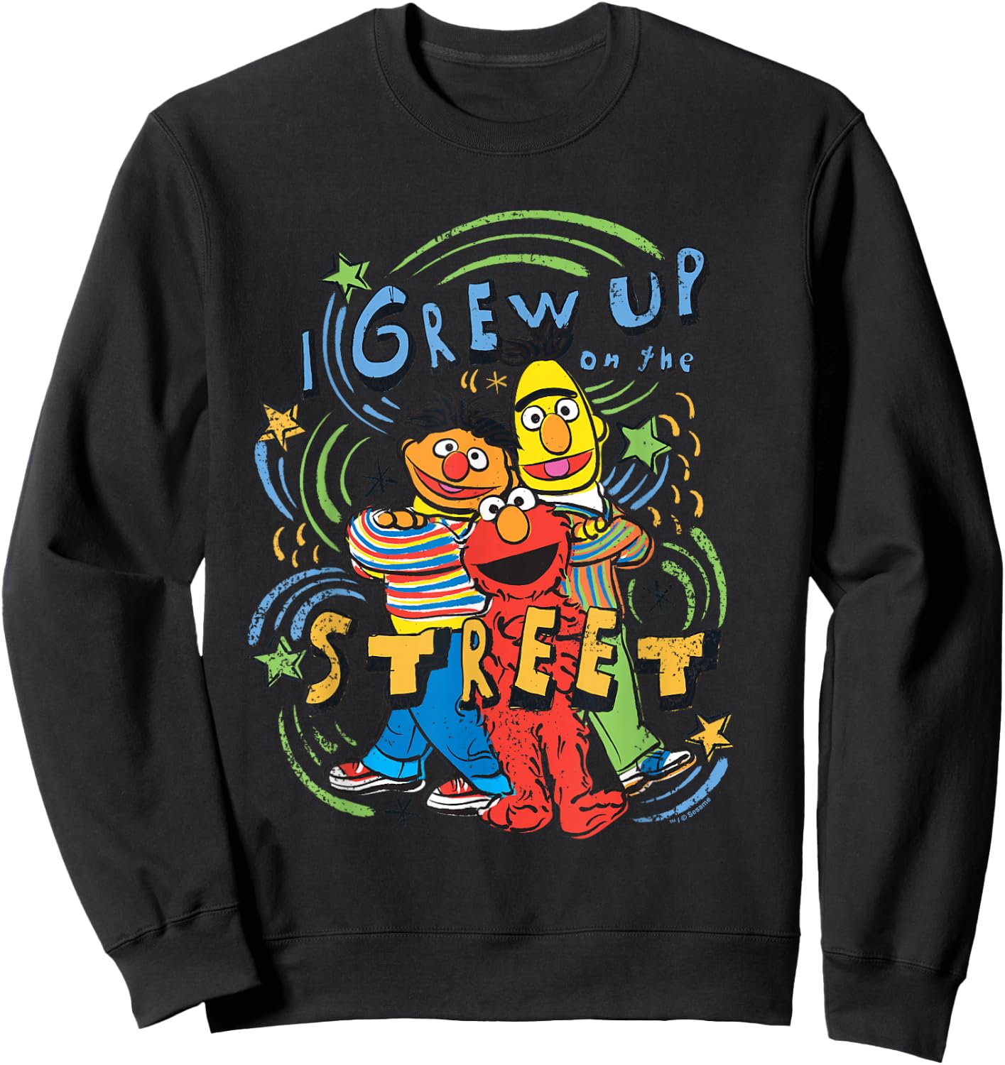 Sesame Street I Grew Up on the Street Sweatshirt - Sweatshirt | Black