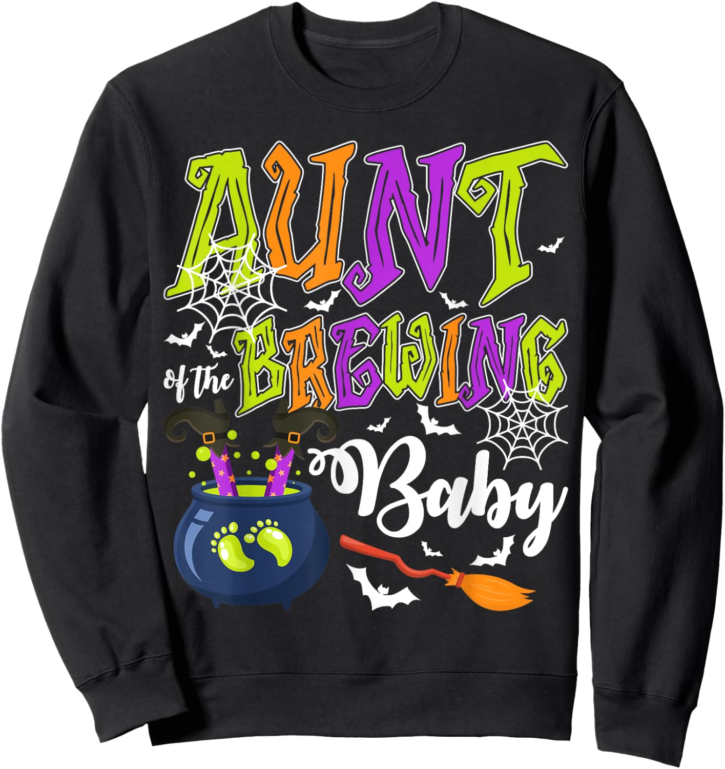 Aunt of Brewing Baby Matching Family Halloween Baby Shower Sweatshirt - Sweatshirt | Black