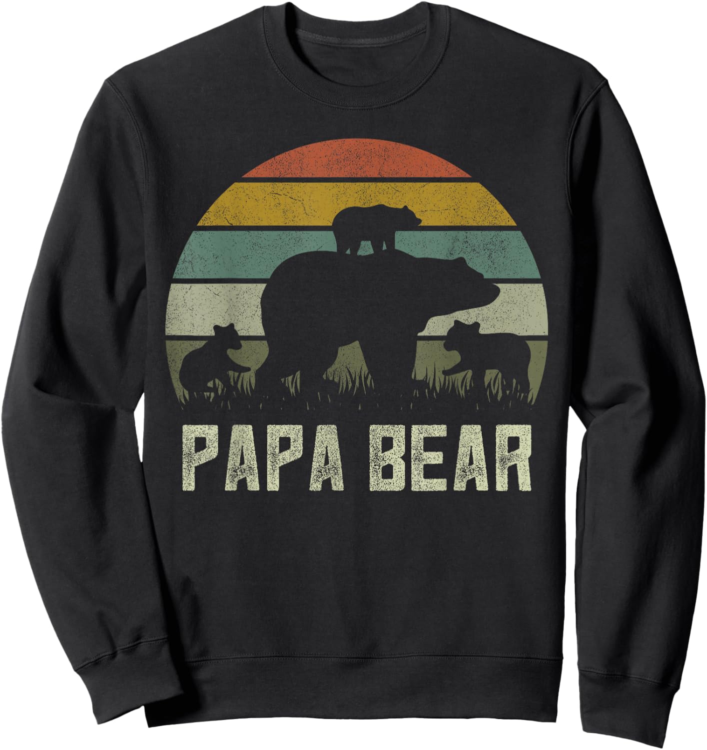 Lustige Papa Bär Shirts, Cub 3 Kinder Vatertag Opa Sweatshirt - Sweatshirt | Black