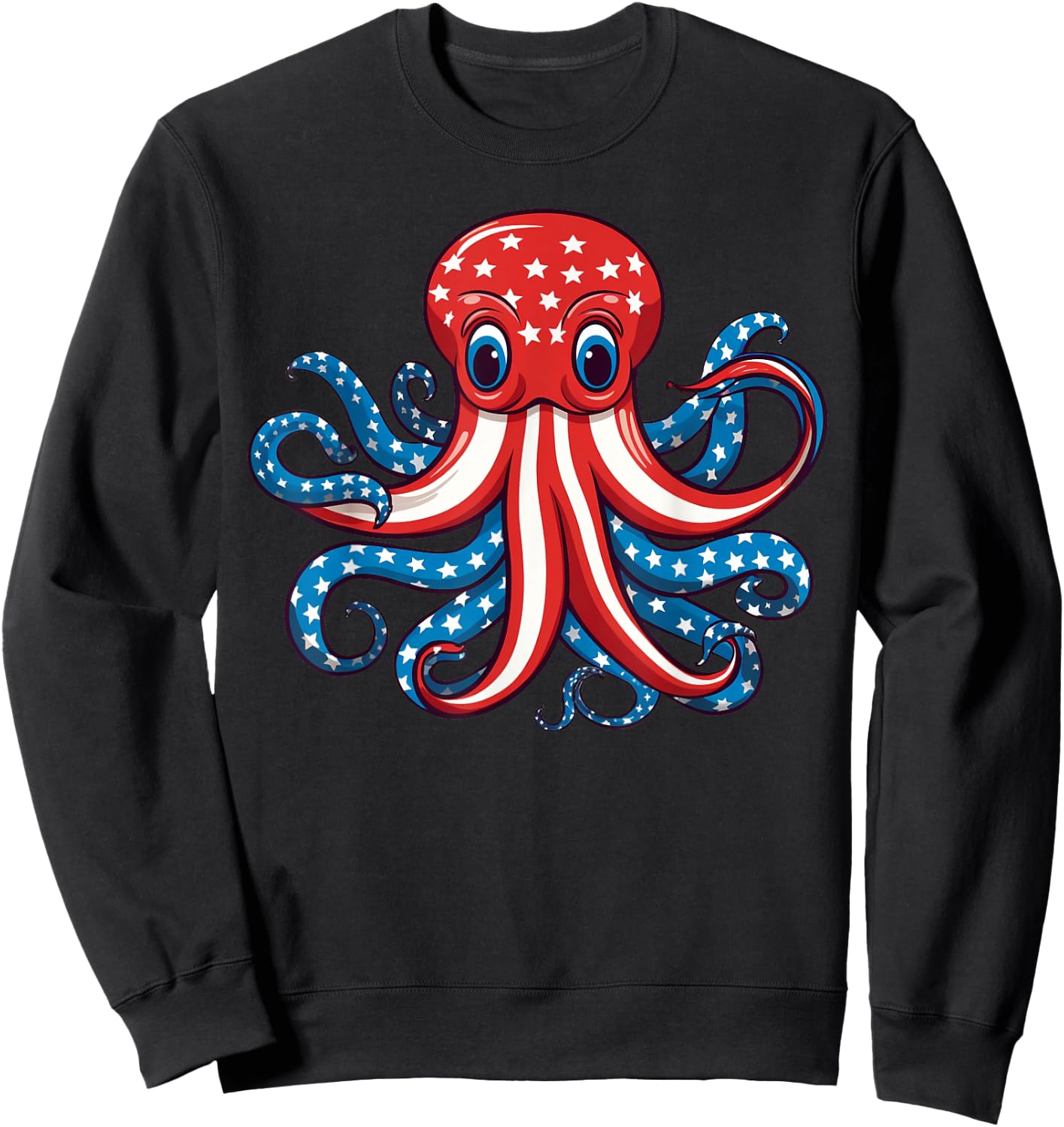 Octopus American Flag 4th of July Day Octopus Gifts Women Sweatshirt - Sweatshirt | Black