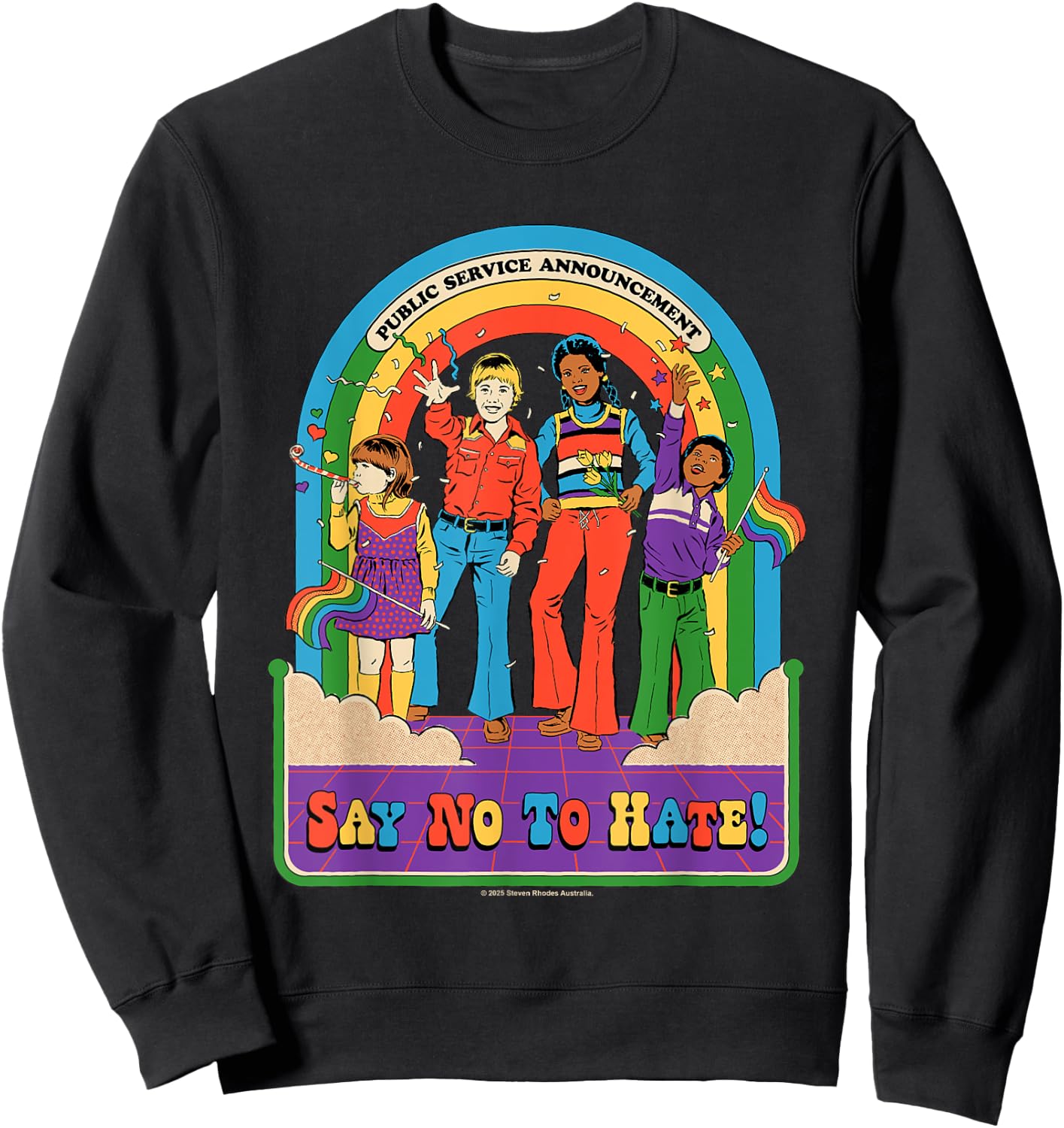 Say No to Hate Sarcastic Retro Vintage Funny Adult Humor Sweatshirt - Sweatshirt | Black