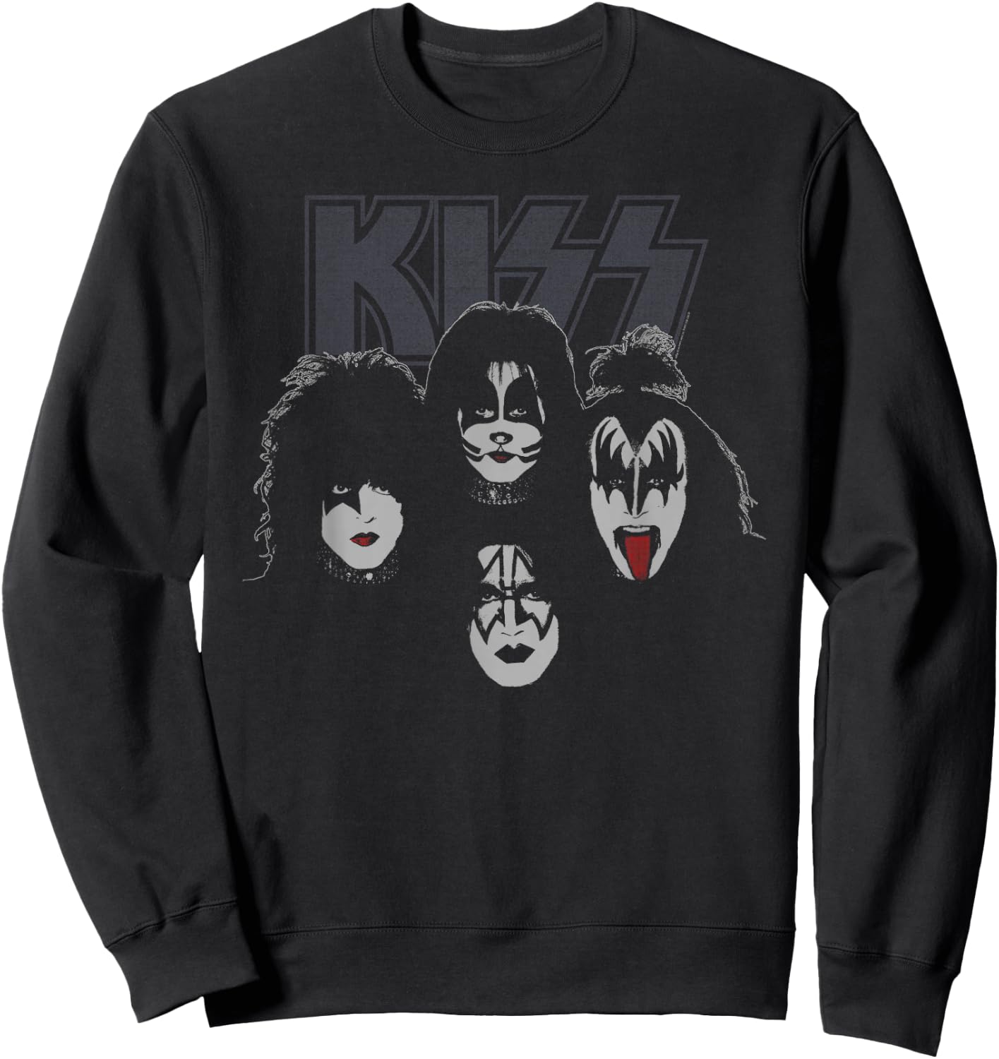 KISS - Fab Four Adult Black Short Sleeve Classic Fit Sweatshirt - Sweatshirt | Black