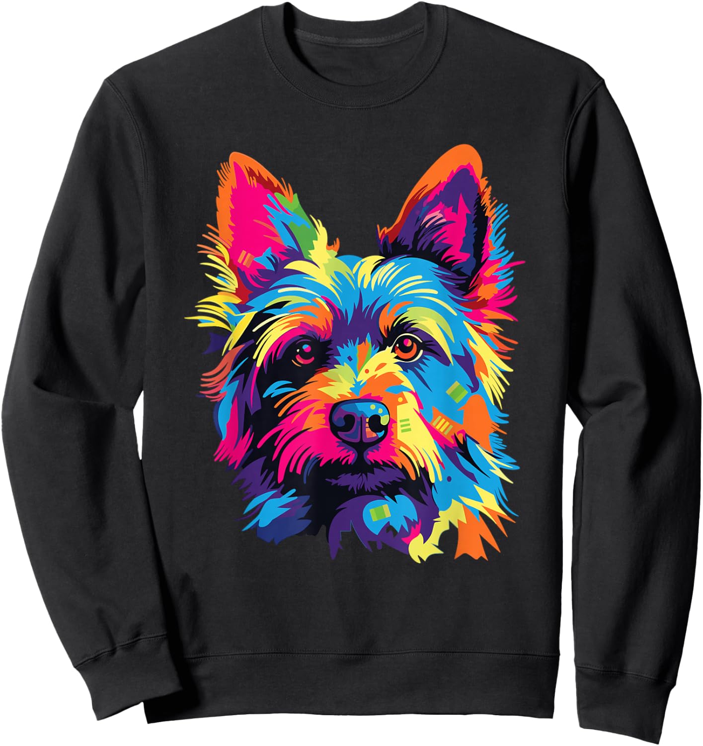 Watercolor Colorful Australian Terrier Dog Sweatshirt - Sweatshirt | Black