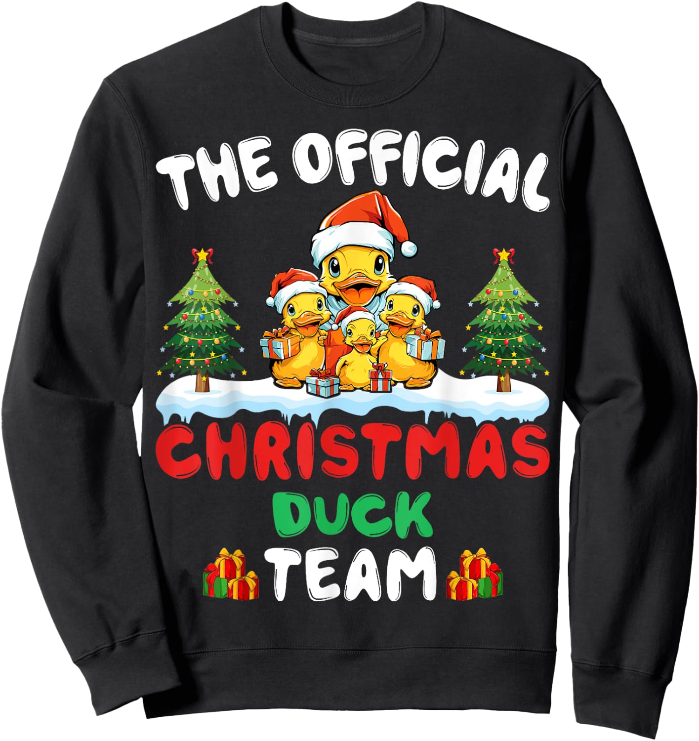 Christmas Duck Team Santa Hat Xmas Holiday Duck Christmas Sweatshirt - Sweatshirt | Black