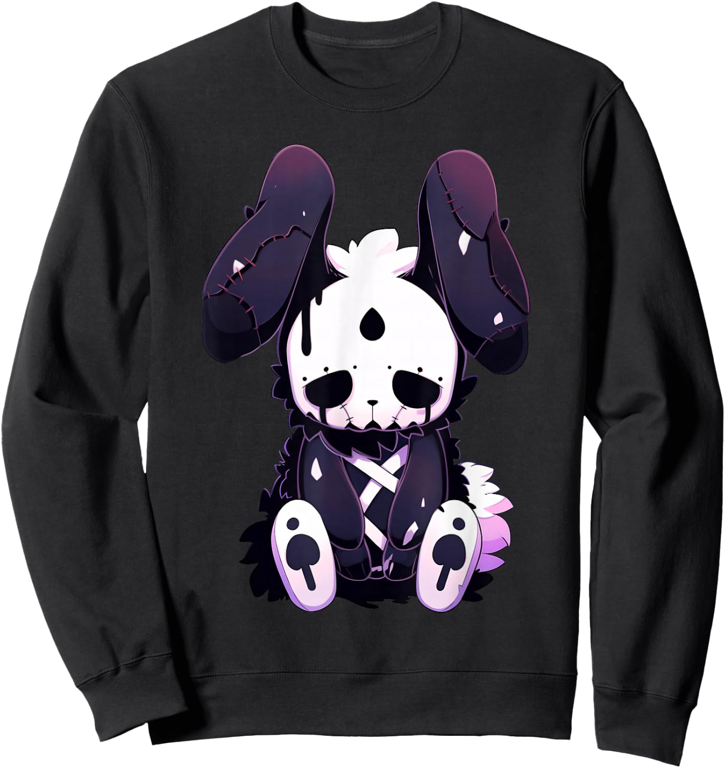 Goth Bunny E-Girl Cute Kawaii Rabbit Gothic Outfit Grunge Sweatshirt - Sweatshirt | Black