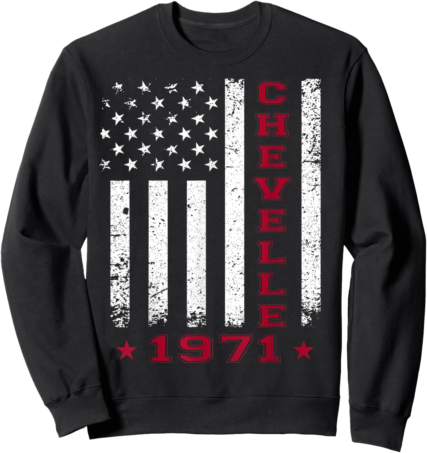 American Flag Jersey Style Chevelle 71 1971 Muscle Car Sweatshirt - Sweatshirt | Black