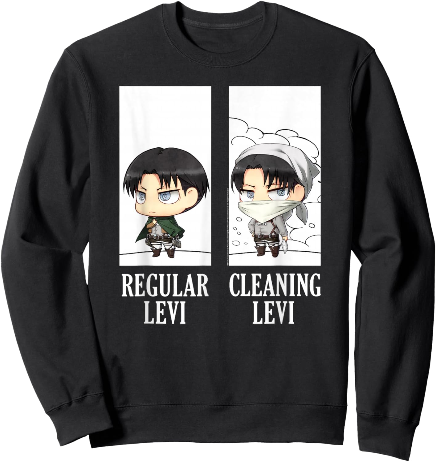 Attack on Titan Regular/Cleaning Levi Chibi AOT Anime Sweatshirt - Sweatshirt | Black